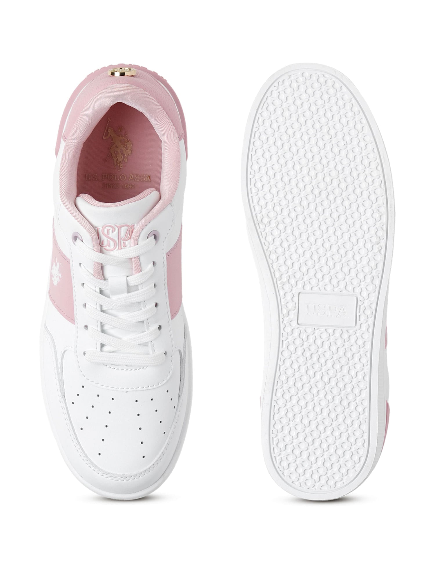 Women Metallic Logo Uno Sneakers White - U.S. Polo Assn. India | Large