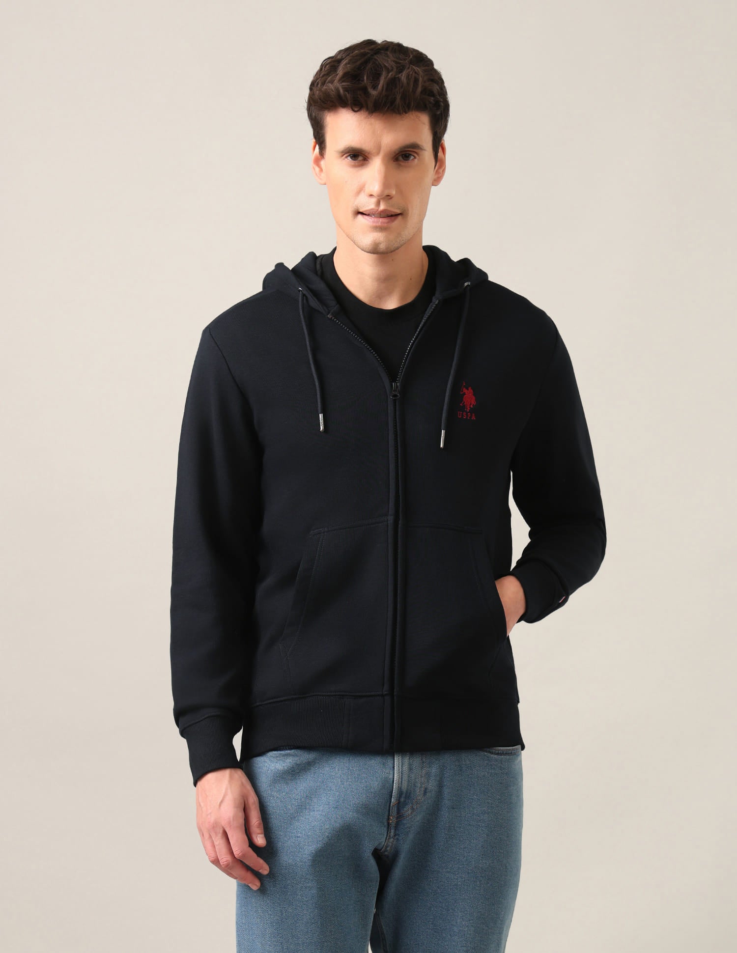 Solid Hooded Sweatshirt Navy - U.S. Polo Assn. India | Large