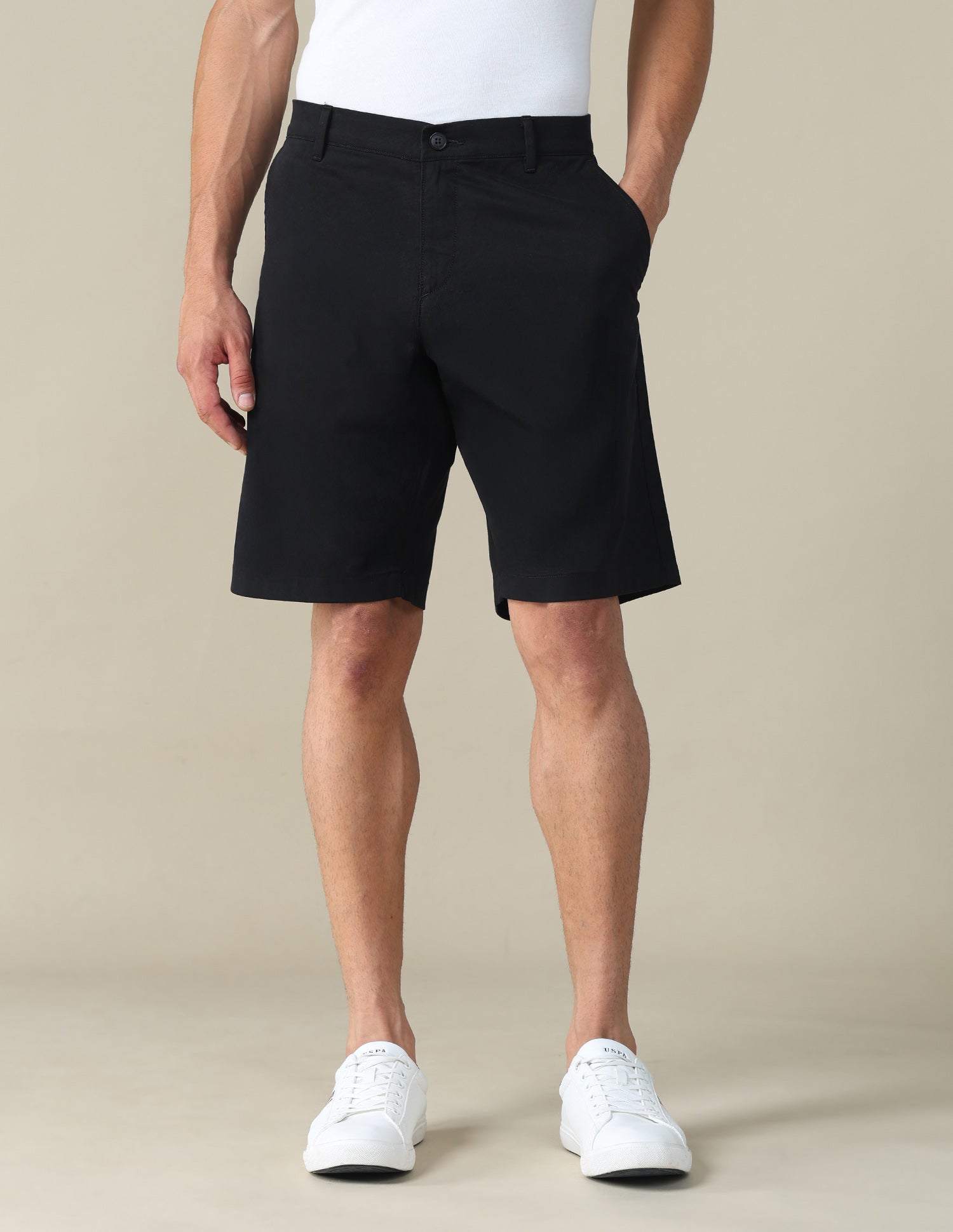 Solid Slim Fit Shorts Black - U.S. POLO ASSN. | Large