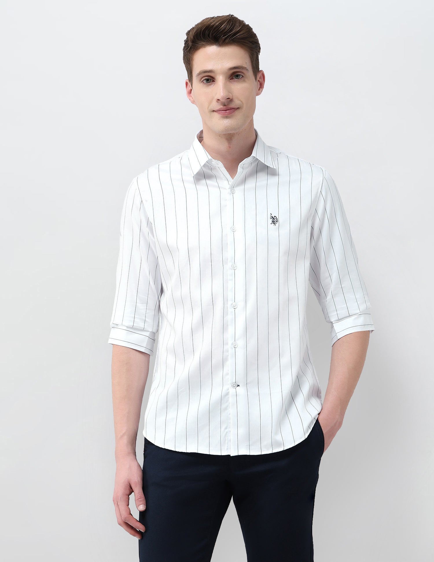 Tailored Fit Satin Shirt Teal - U.S. Polo Assn. India | Large