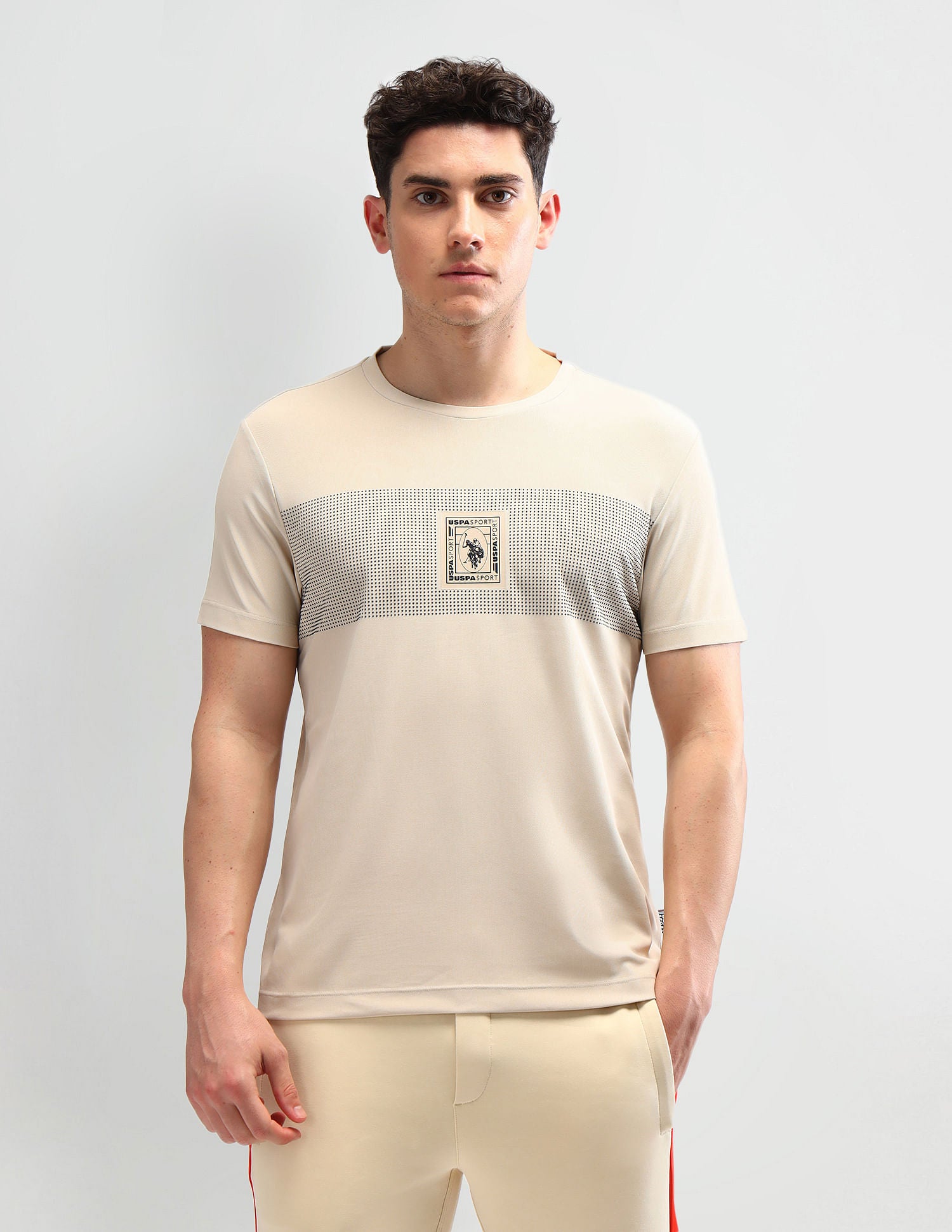 Slim Fit Striped T-Shirt Beige - U.S. Polo Assn. India | Large