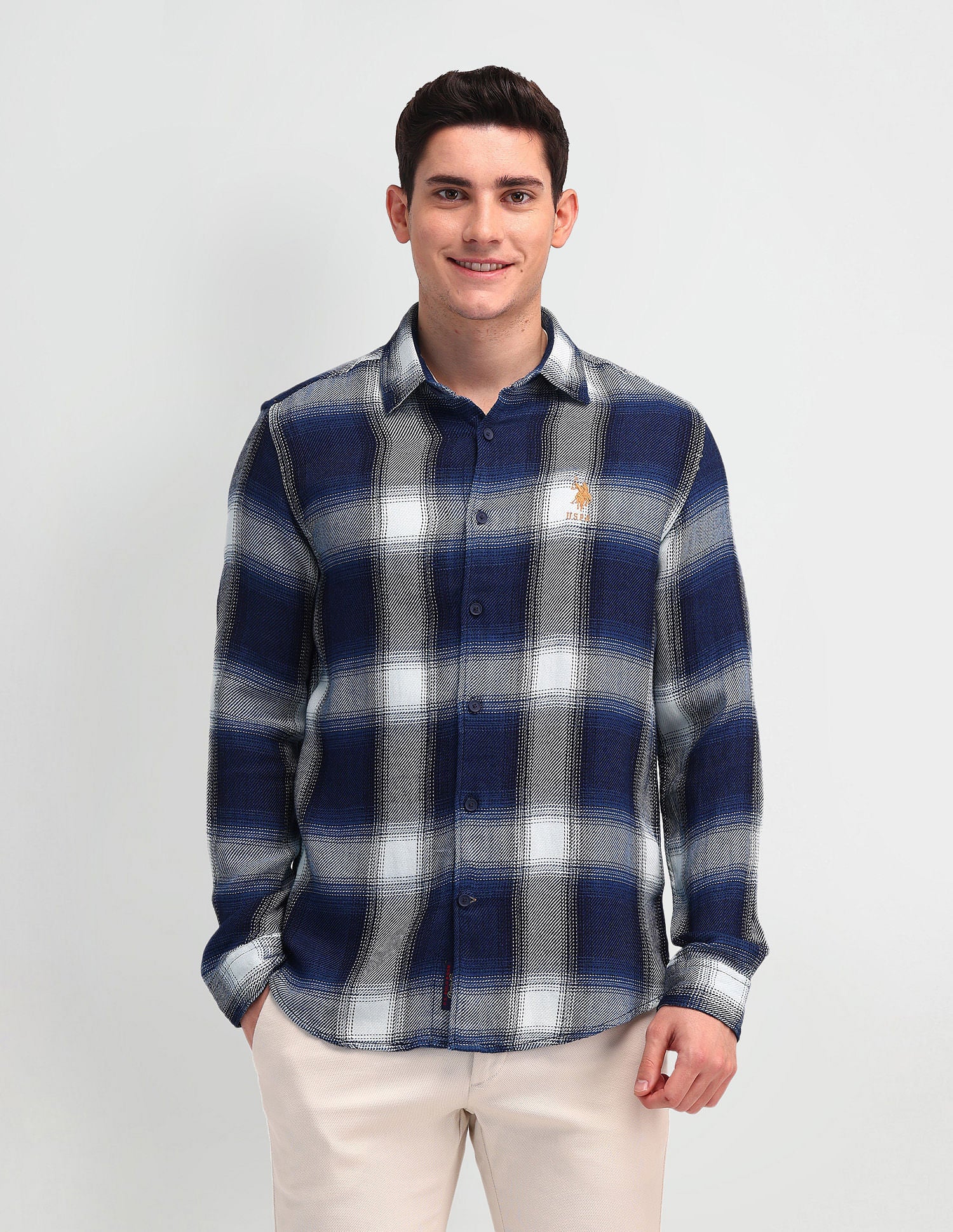 Slim Fit Pure Cotton Shirt Navy - U.S. POLO ASSN. | Large