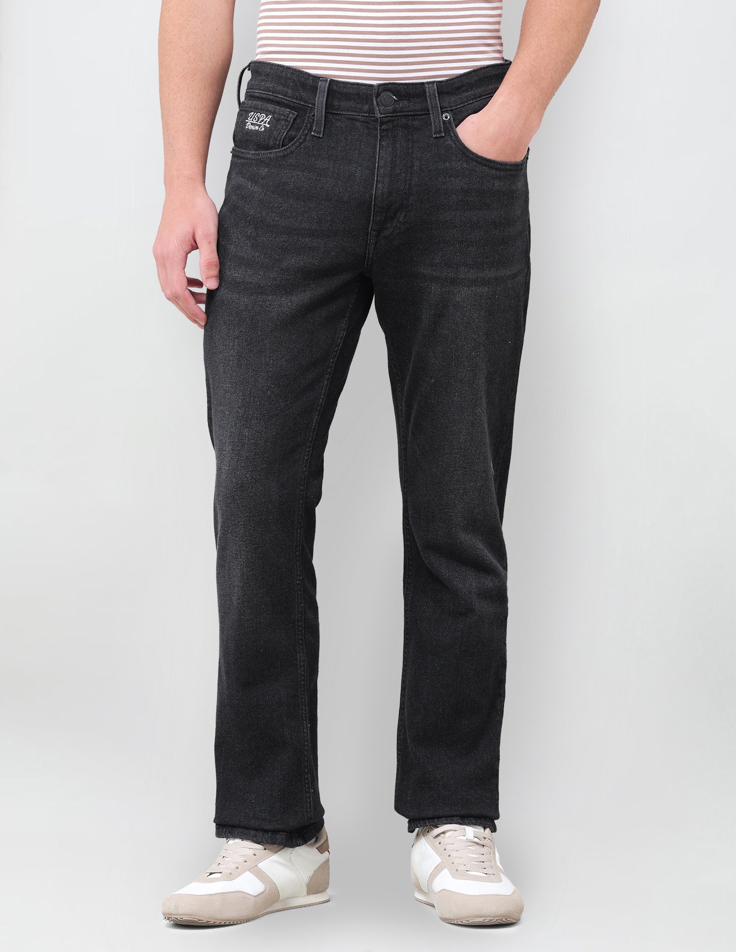 Harold Slim Straight Fit Black Jeans Black - U.S. Polo Assn. India | Large
