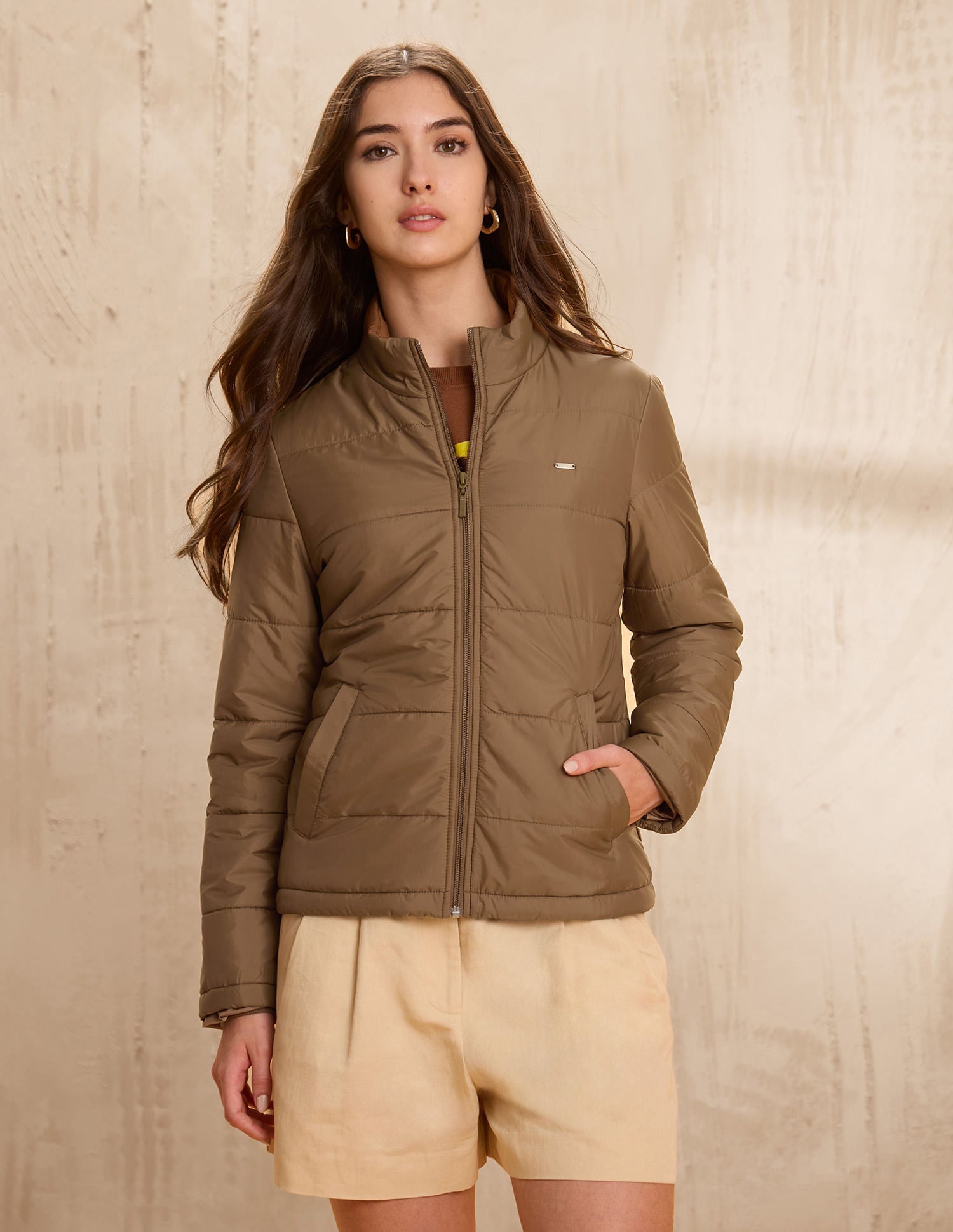 Skinny Fit Solid Padded Jacket Brown - U.S. POLO ASSN. | Large