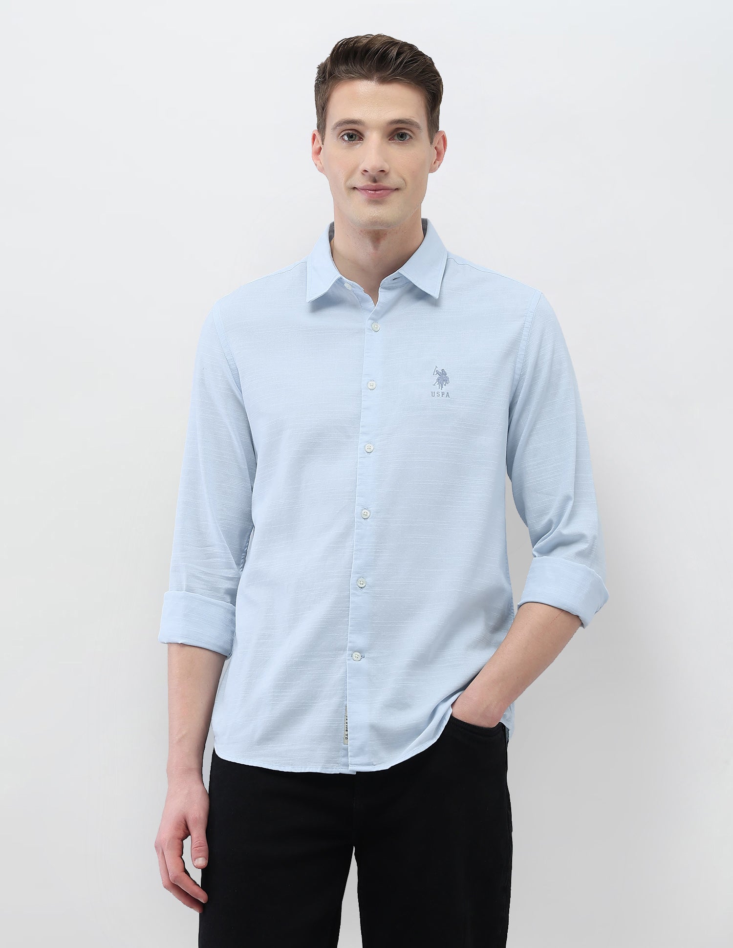 Motel On The Coast Regular Fit Shirt Light Blue - U.S. Polo Assn. India | Large