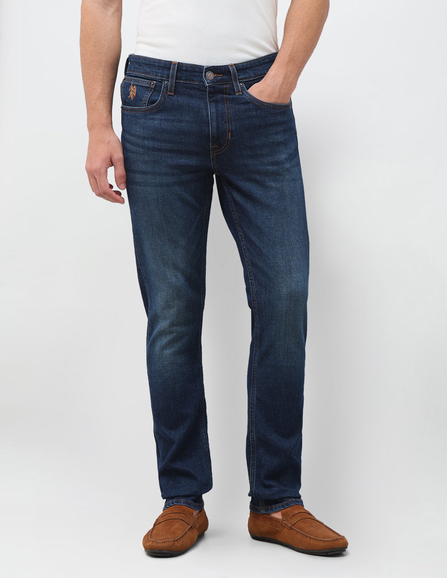Regallo Skinny Fit Blue Jeans Mid Blue - U.S. Polo Assn. India | Large