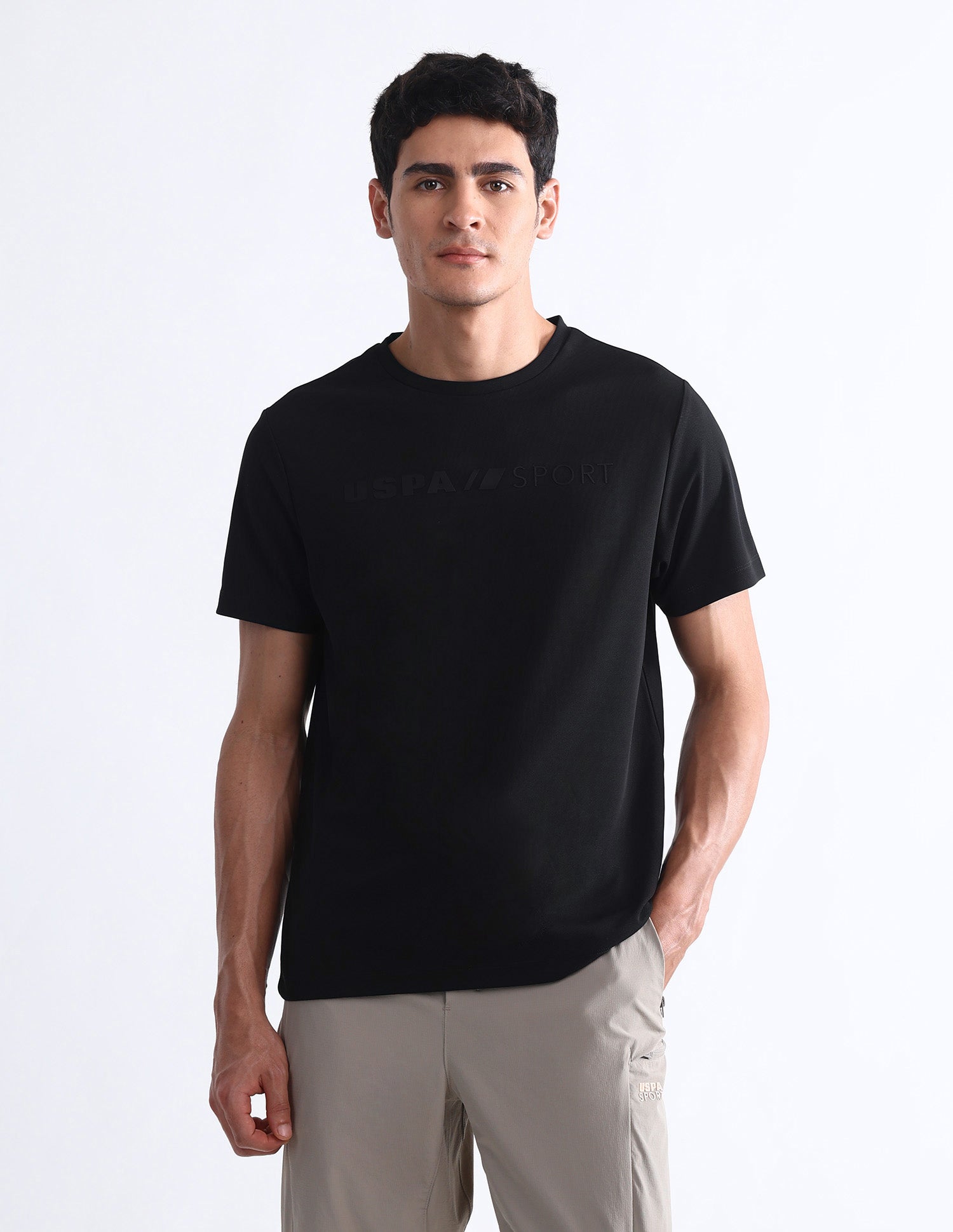 Brand Embossed Slim Fit T-Shirt Black - U.S. Polo Assn. India | Large