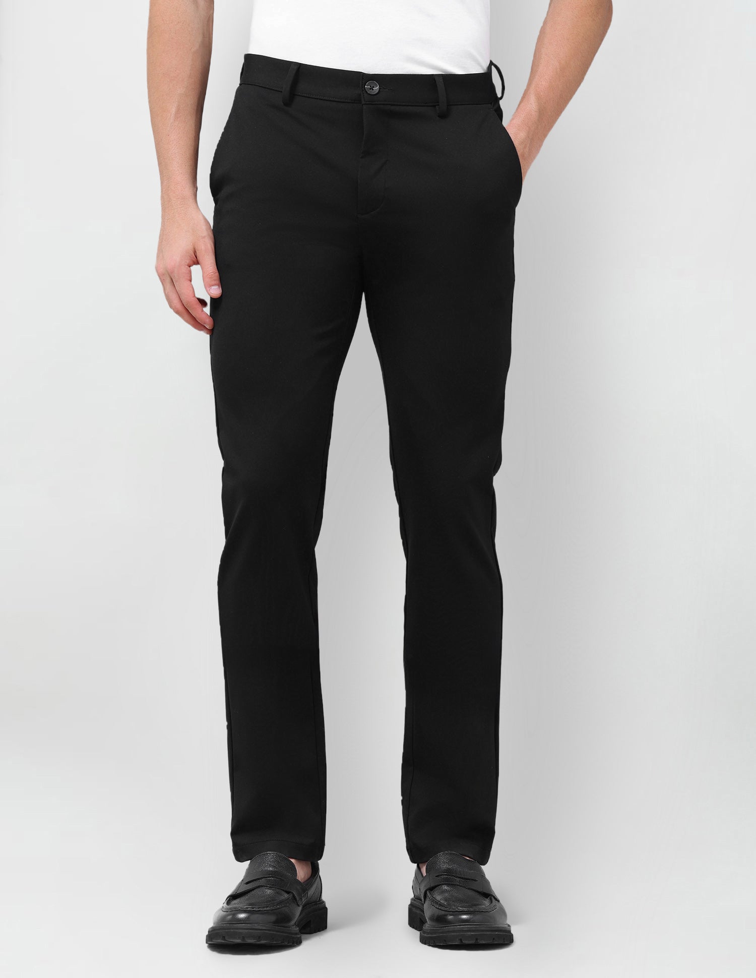 Denver Slim Fit Mid Rise Trousers Black - U.S. Polo Assn. India | Large