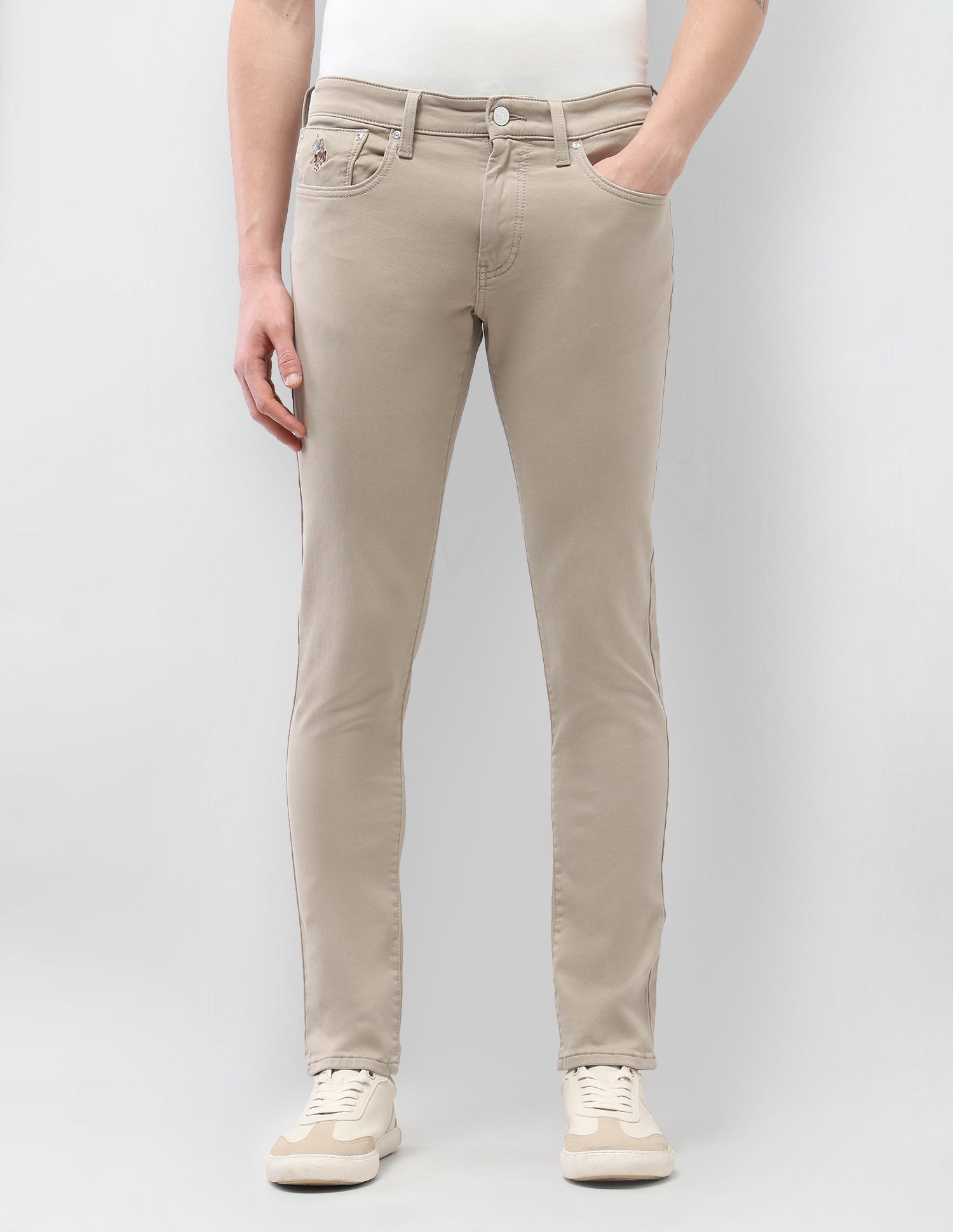 Brandon Slim Tapered Fit Beige Jeans Stone - U.S. Polo Assn. India | Large
