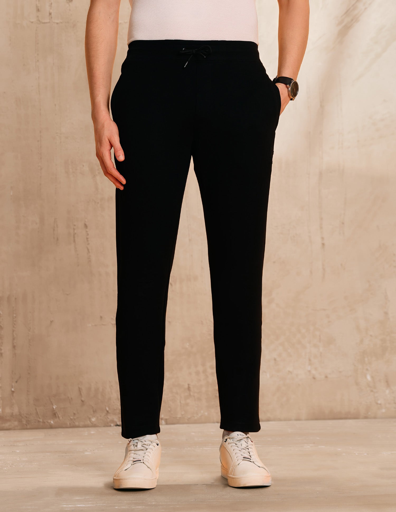 Solid Mid Rise Track Pant Black - U.S. Polo Assn. India | Large