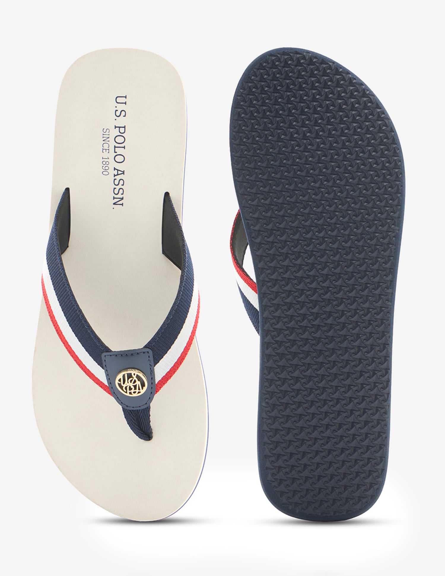 Miyabi Striped Flip Flops White - U.S. Polo Assn. India | Large