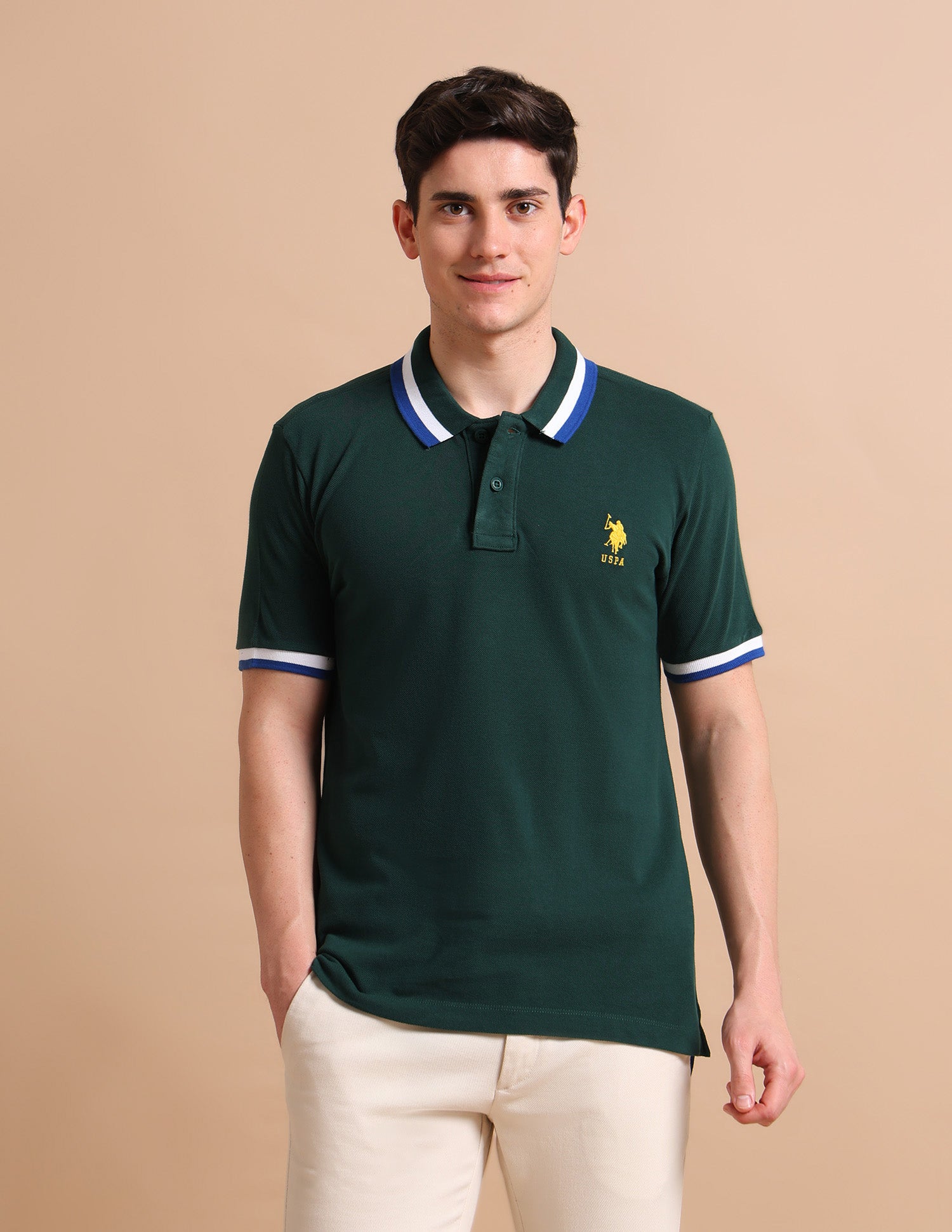 Heritage Tipped Polo Shirt Dark Green - U.S. POLO ASSN. | Large
