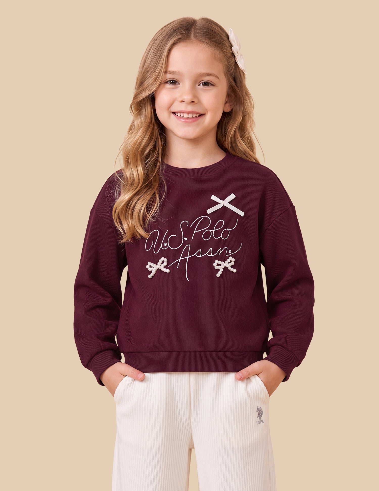 Brand Embroidered Relaxed Fit Sweatshirt Maroon - U.S. Polo Assn. India | Large