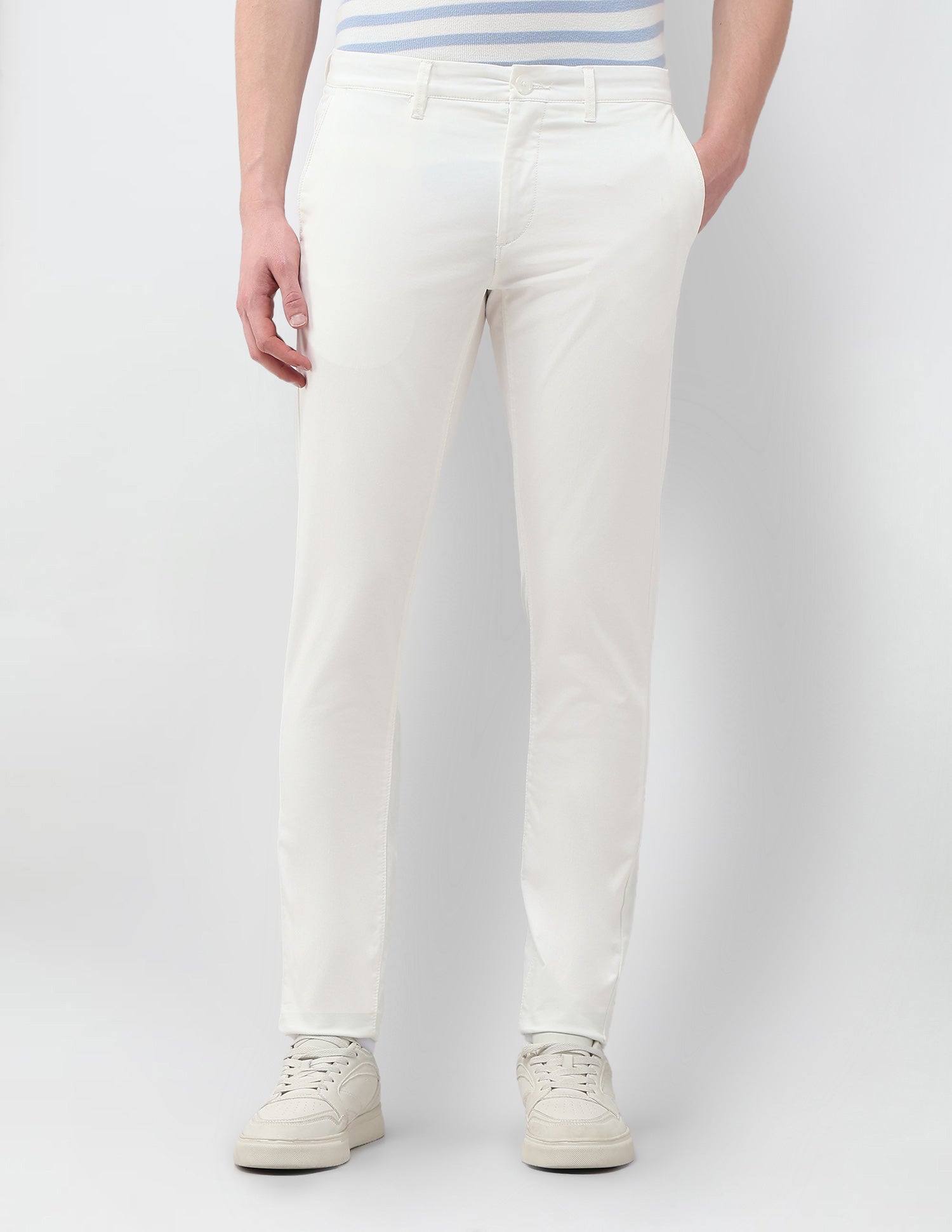 Austin Slim Fit Satin Trousers White - U.S. Polo Assn. India | Large