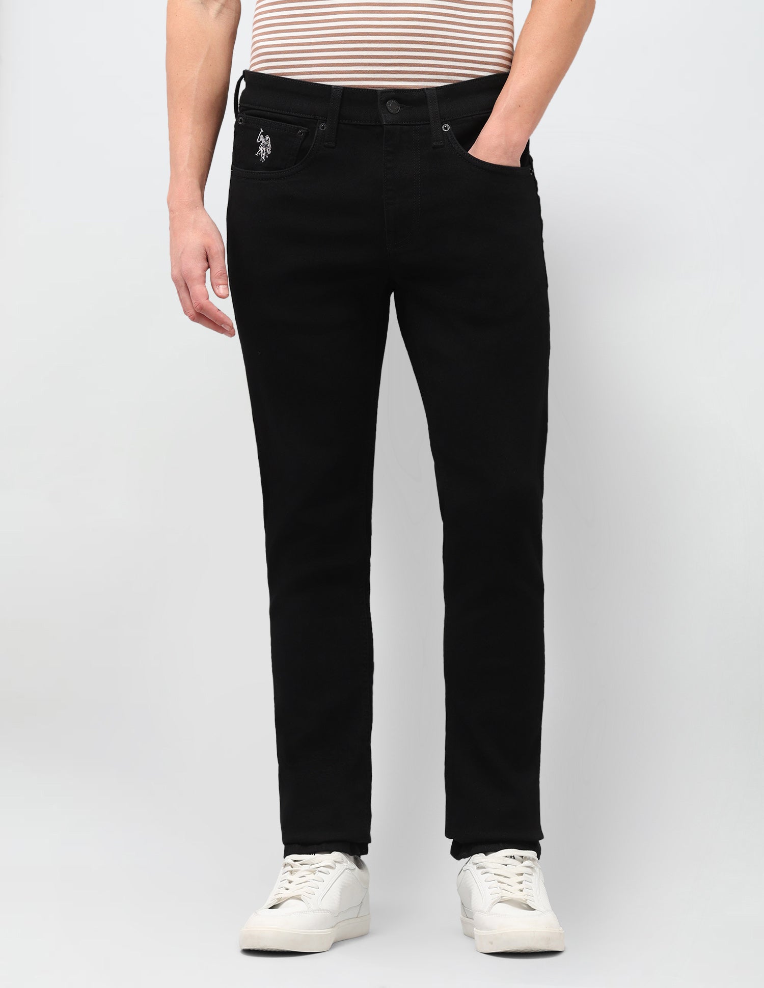 Regallo Skinny Fit Black Jeans Black - U.S. Polo Assn. India | Large