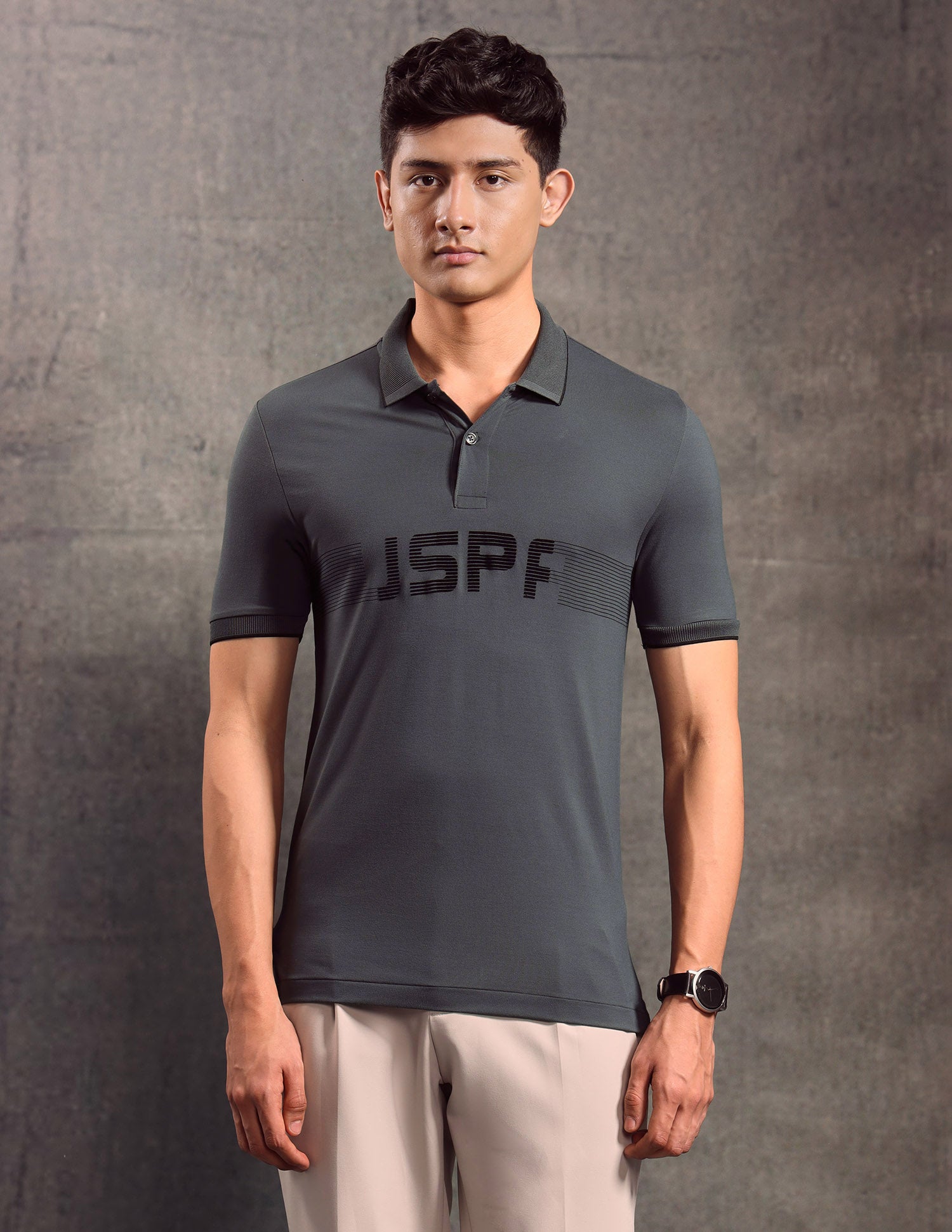 Brand Printed Muscle Fit Polo shirt Dark Grey - U.S. POLO ASSN. | Large