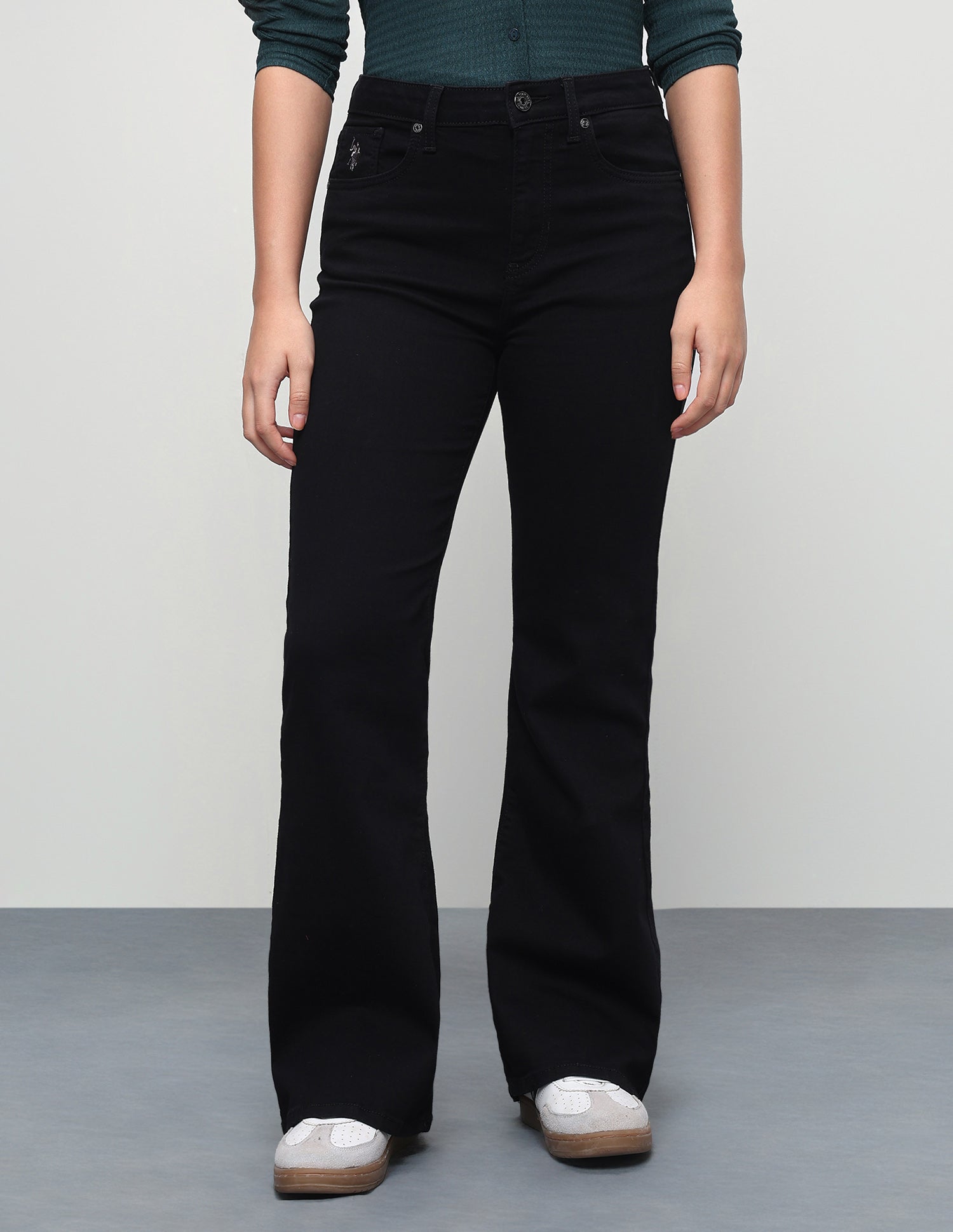 High Rise Flared Fit Jeans Jet Black - U.S. Polo Assn. India | Large