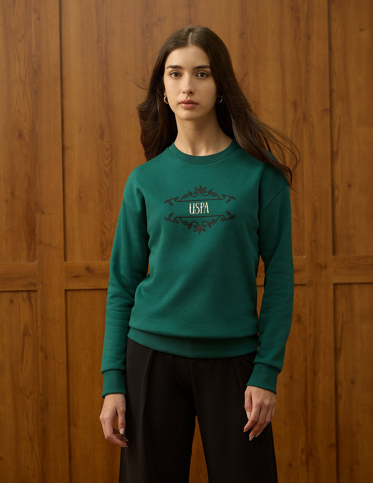 Drop Shoulder Brand Printed Sweatshirt Green - U.S. POLO ASSN. | Large