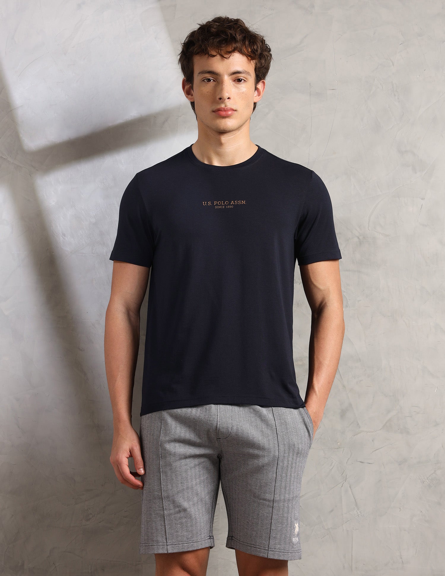 Comfort Relaxed Fit Breathable PE005-PL Lounge T-Shirt - Pack Of 1 Navy - U.S. Polo Assn. India | Large