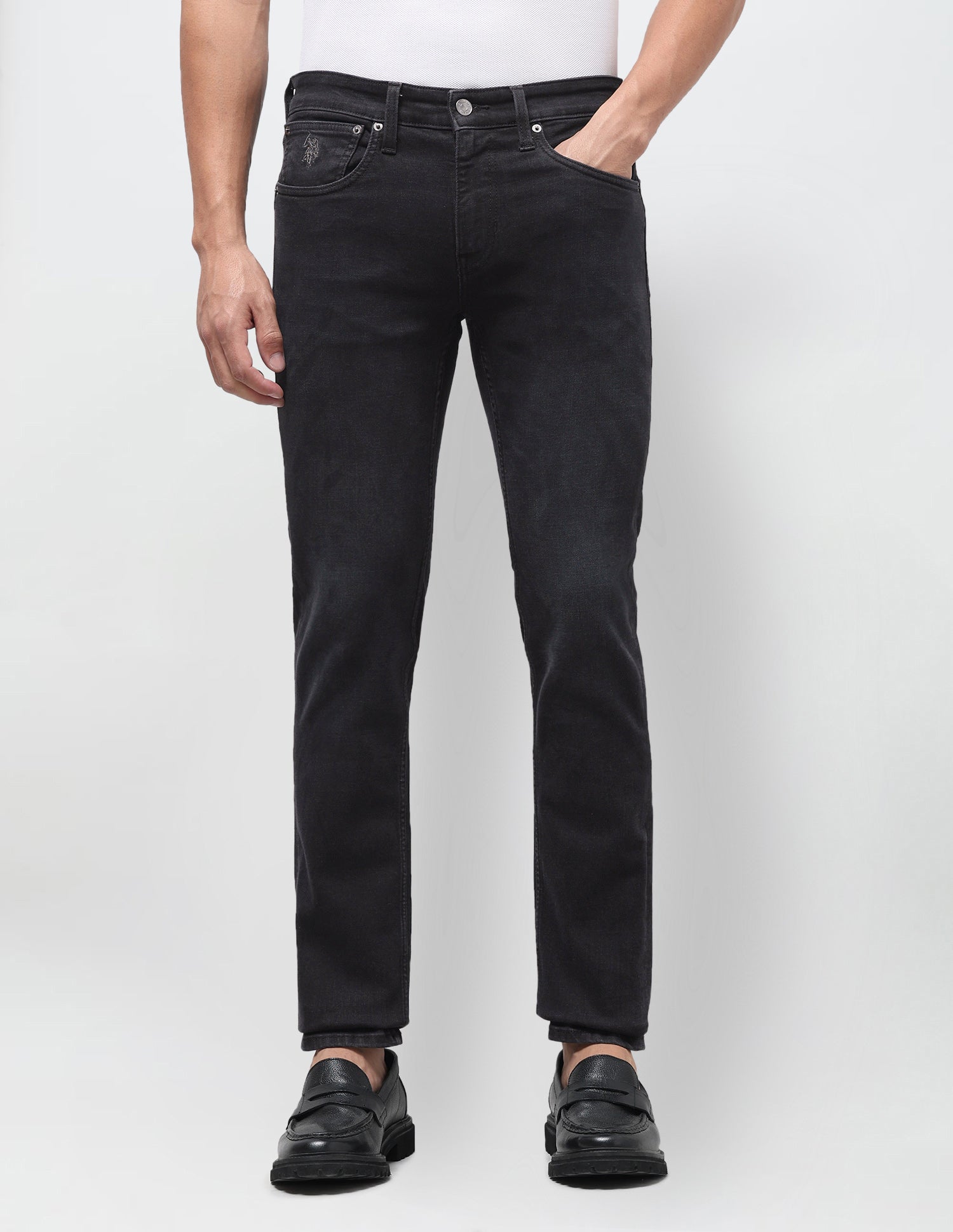 Regallo Skinny Fit Black Jeans Black - U.S. Polo Assn. India | Large
