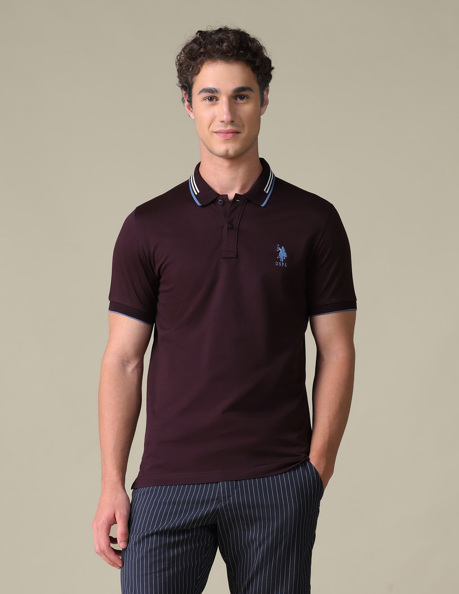 Regular Fit Solid Polo Shirt Purple - U.S. Polo Assn. India | Large