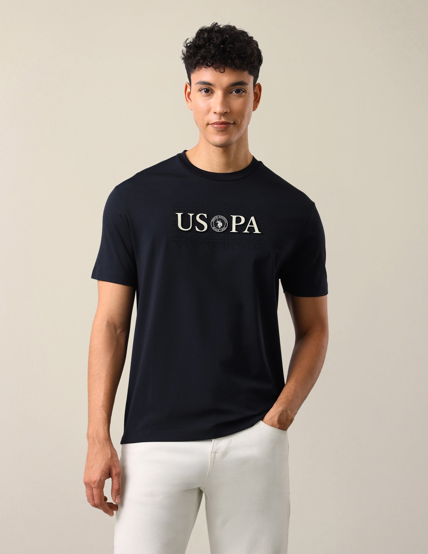 Brand Embossed Slim Fit T-Shirt Navy - U.S. Polo Assn. India | Large