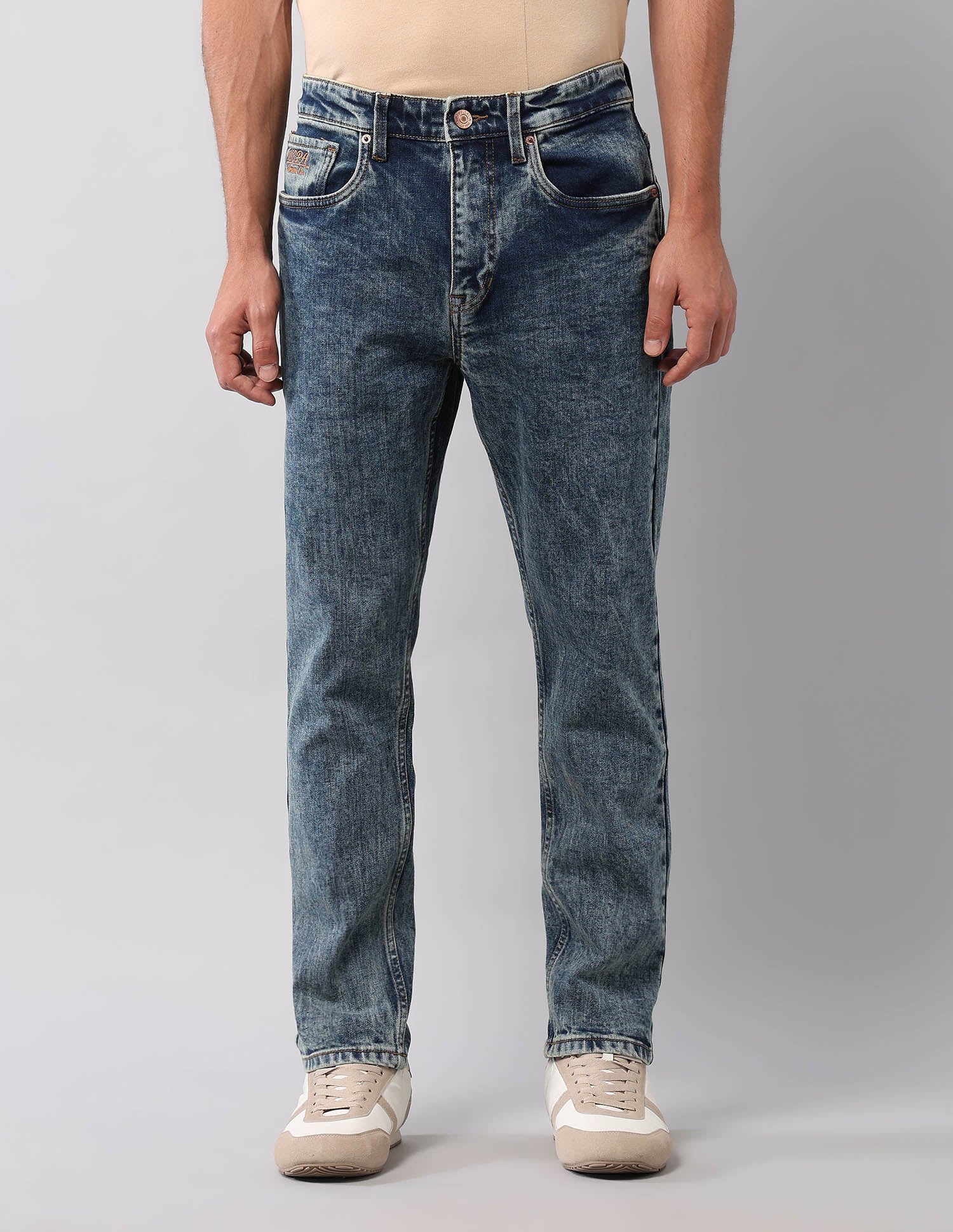 Cole Comfort Cropped Fit Blue Jeans Mid Wash - U.S. POLO ASSN. | Large