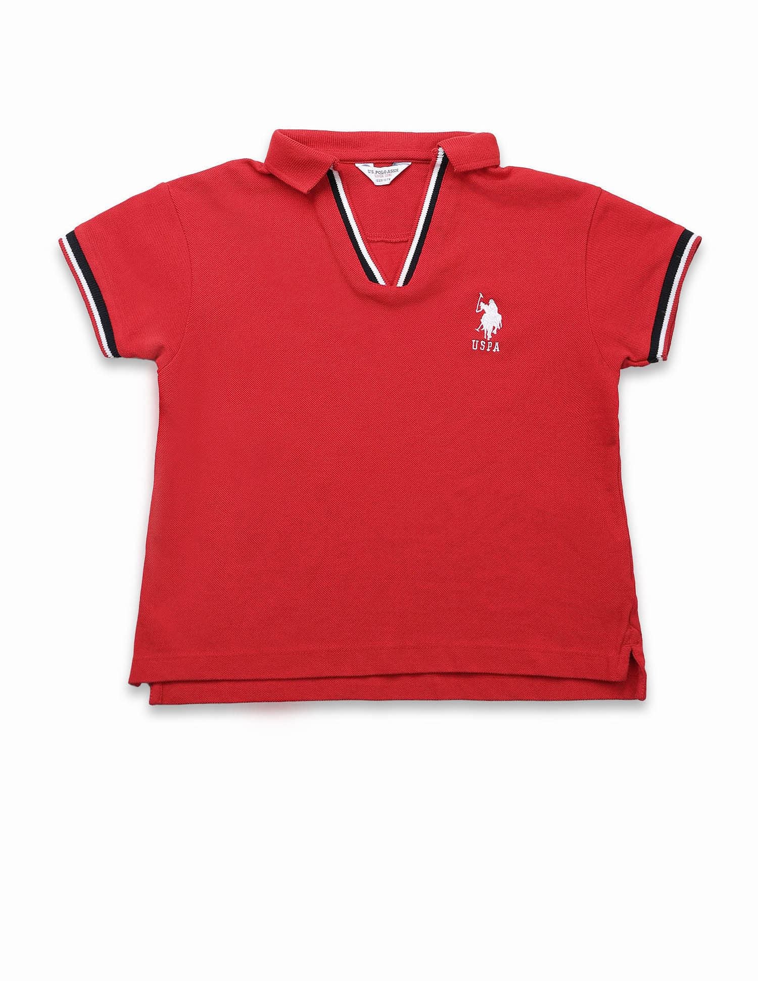 Girls Cotton Soccer Style Polo Shirt Red - U.S. POLO ASSN. | Large