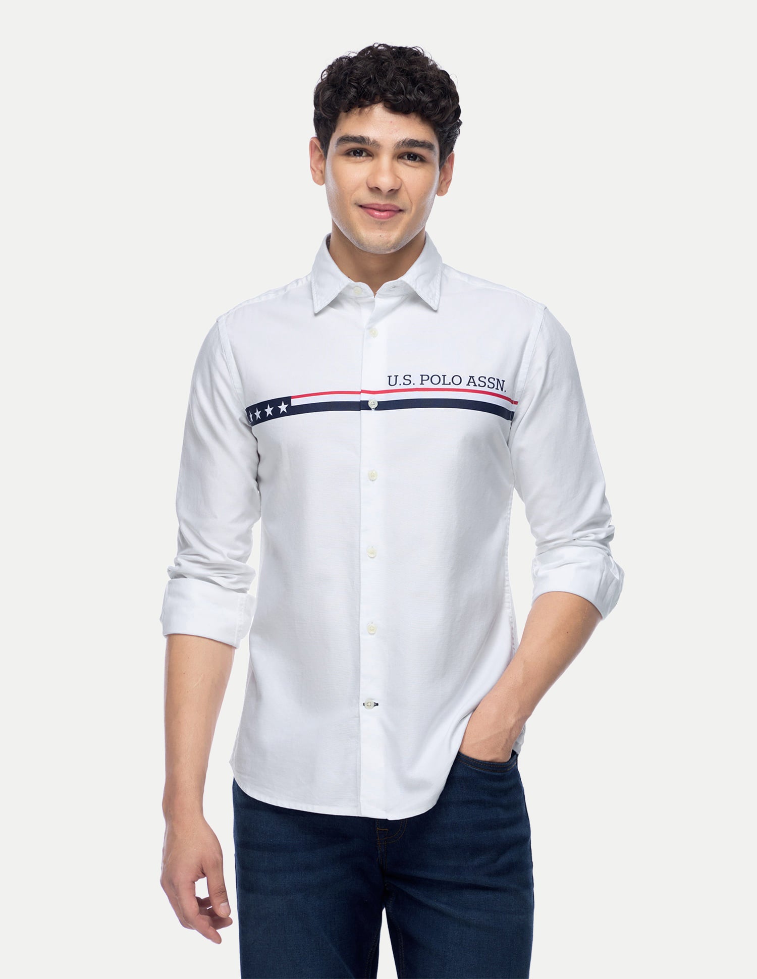 Long Sleeve Solid Brand Shirt White - U.S. Polo Assn. India | Large