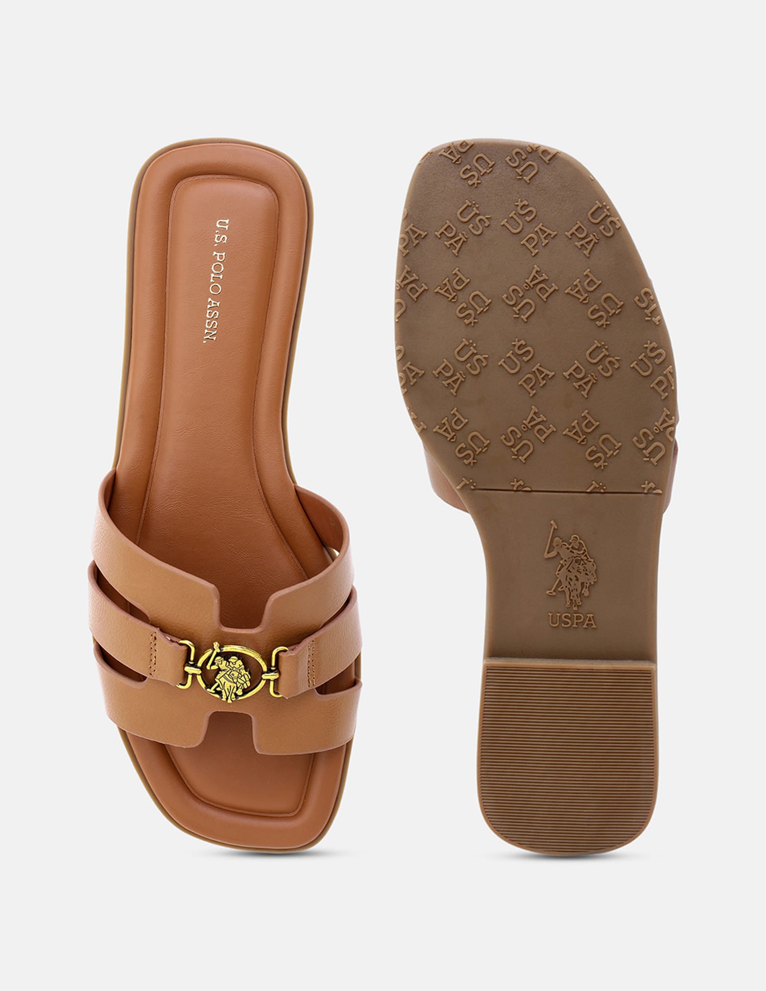 Saphira Gold Hardware Sandals Tan - U.S. Polo Assn. India | Large