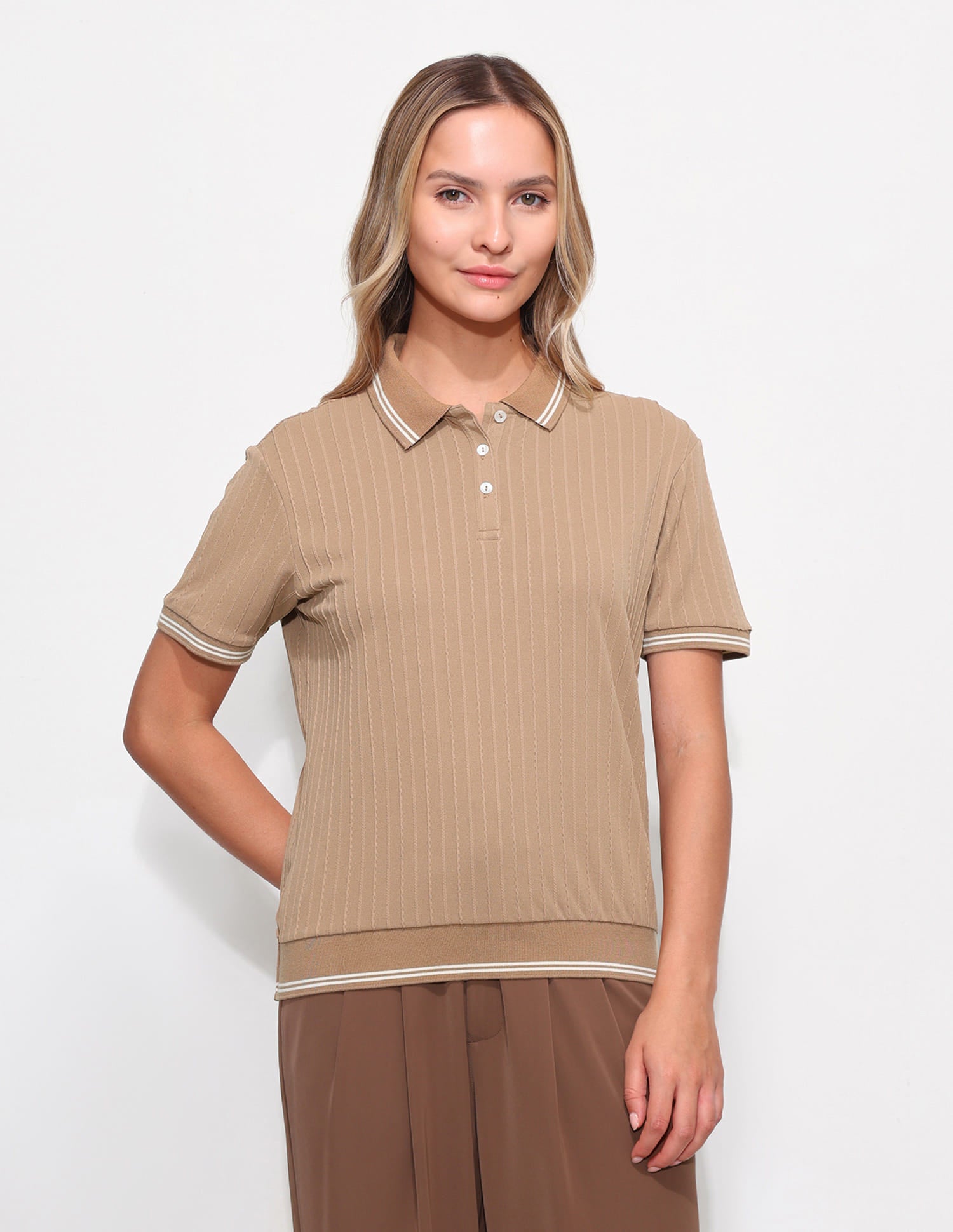 Relaxed Fit Textured Polo Shirt Brown - U.S. Polo Assn. India | Large