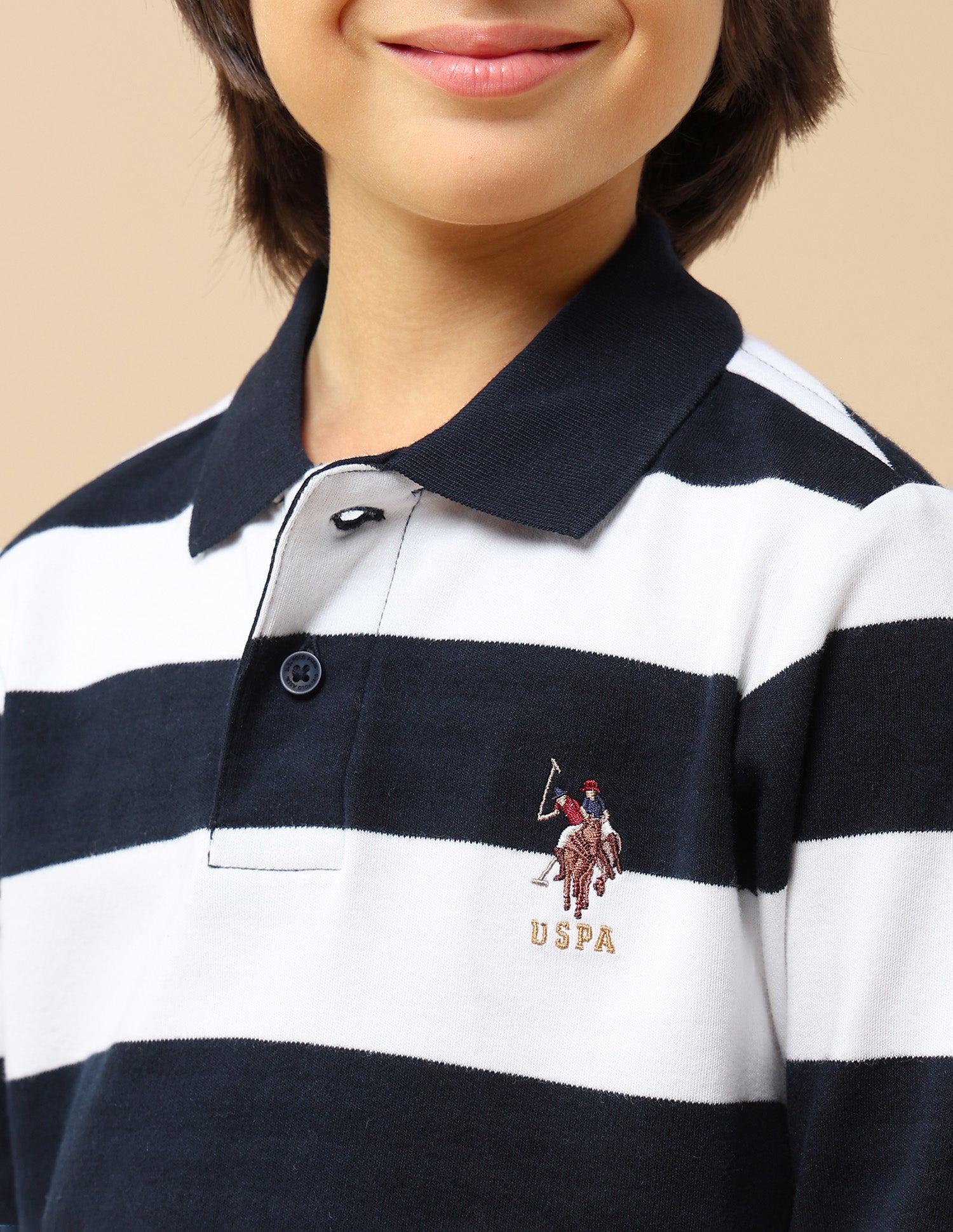 Boys Horizontal Striped Regular Fit Polo Shirt Navy - U.S. POLO ASSN. | Large