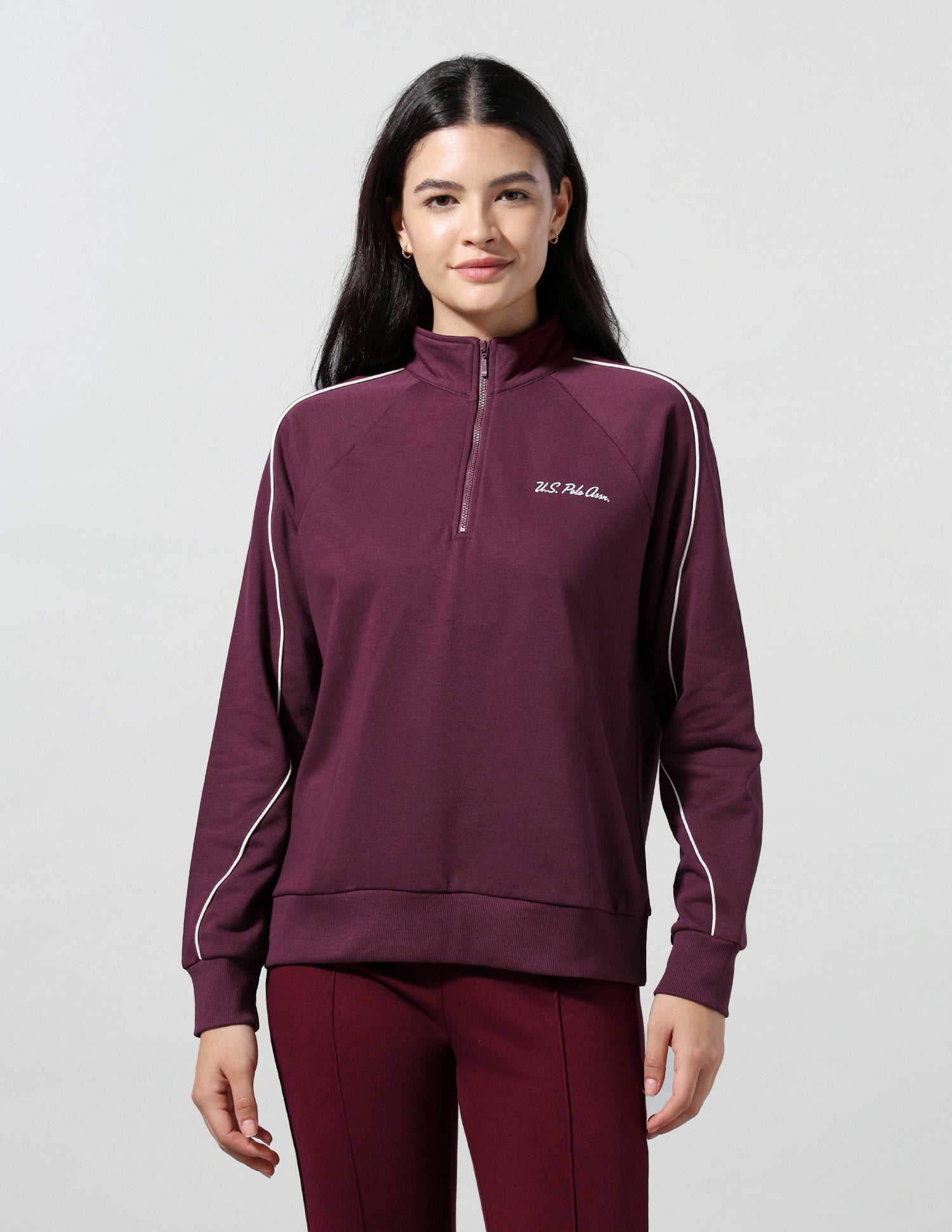 Solid Regular Fit Sweatshirt Wine - U.S. Polo Assn. India | Large