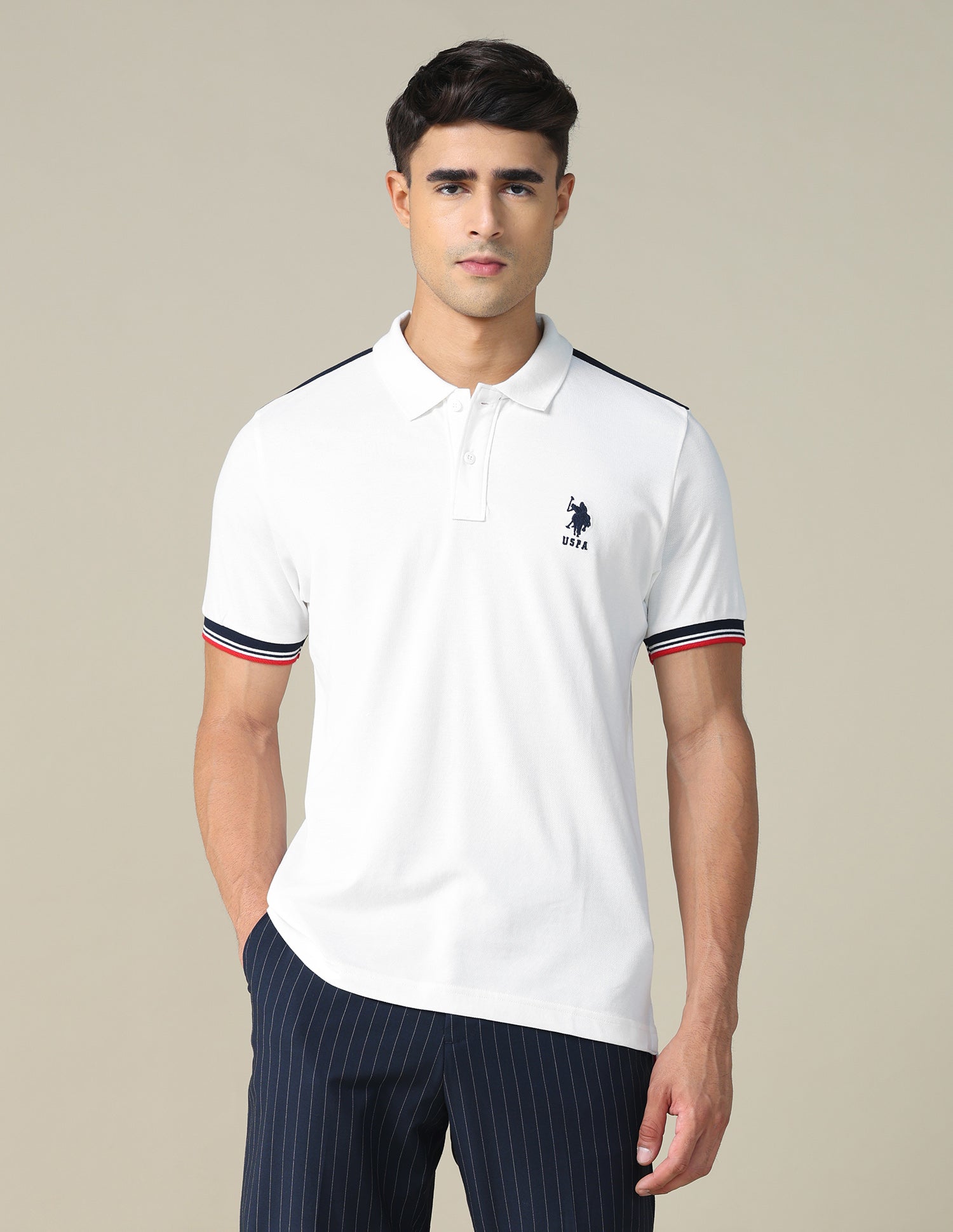 Colourblocked Brand Embroidered Regular Fit Polo Shirt White - U.S. POLO ASSN. | Large