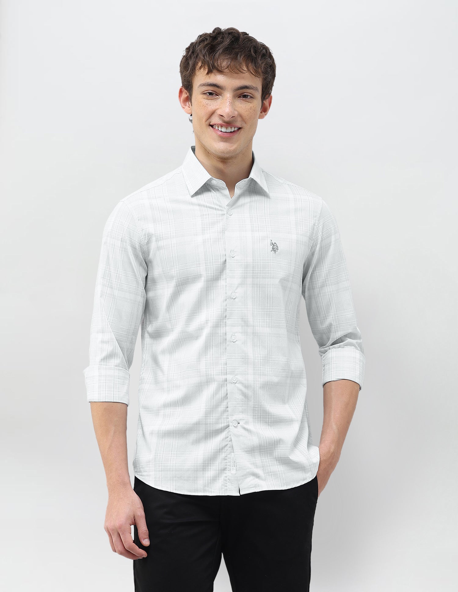 Tartan Checked Regular Fit Shirt Grey - U.S. Polo Assn. India | Large