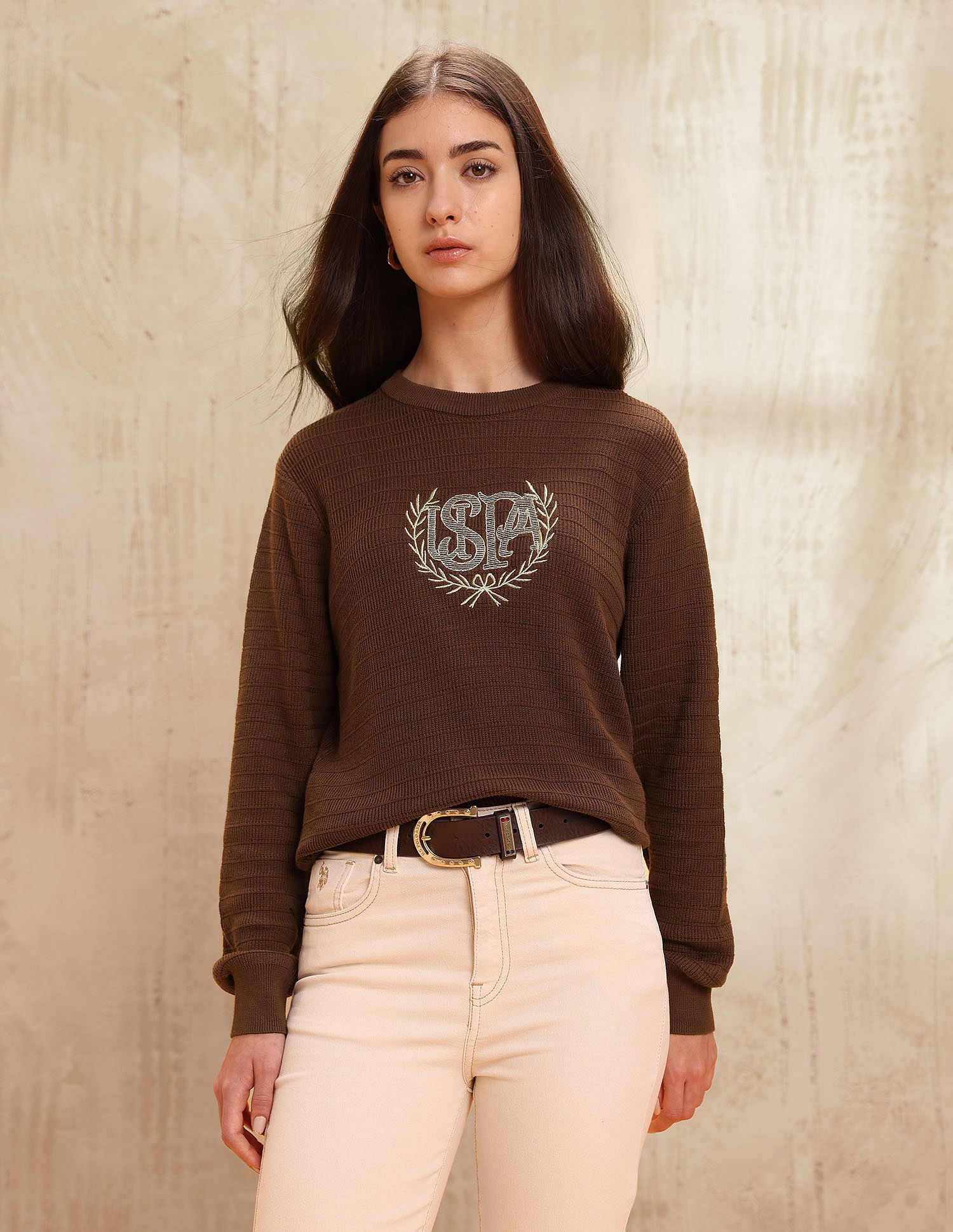 Regular Fit Brand Embroidered Sweatshirt Brown - U.S. POLO ASSN. | Large