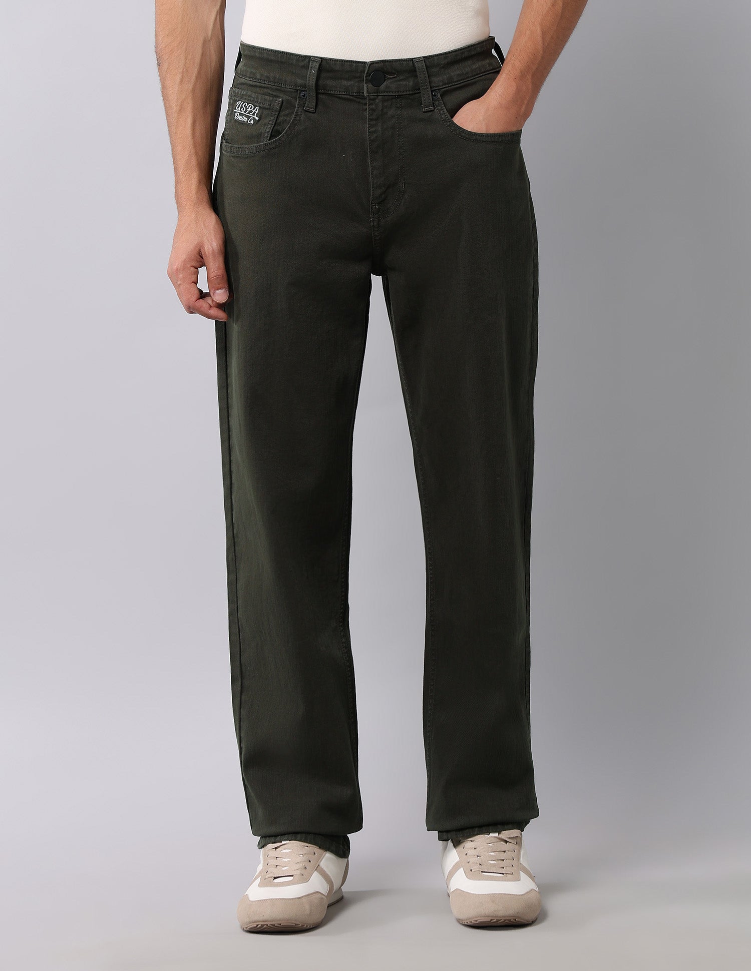Shawn Relaxed Fit Green Jeans Olive - U.S. Polo Assn. India | Large