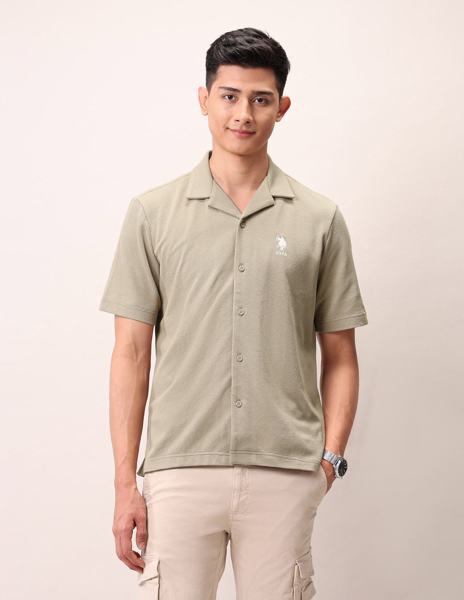 Relaxed Fit Pure Cotton Outdoor Shirt Khaki - U.S. Polo Assn. India | Large
