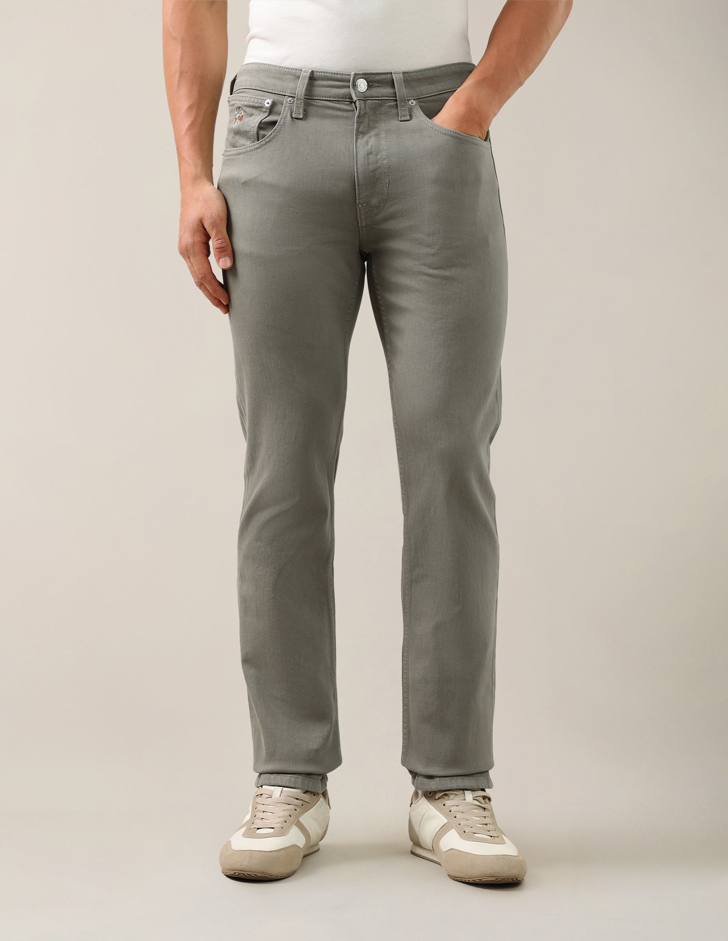 Harold Slim Straight Fit Green Jeans Olive - U.S. Polo Assn. India | Large
