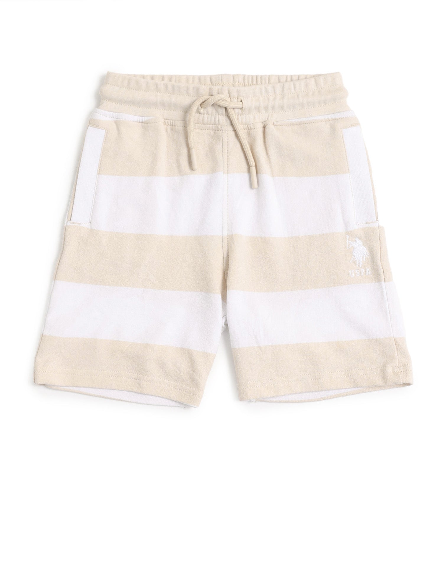 Boys Horizontal Striped Regular Fit Shorts Beige - U.S. POLO ASSN. | Large