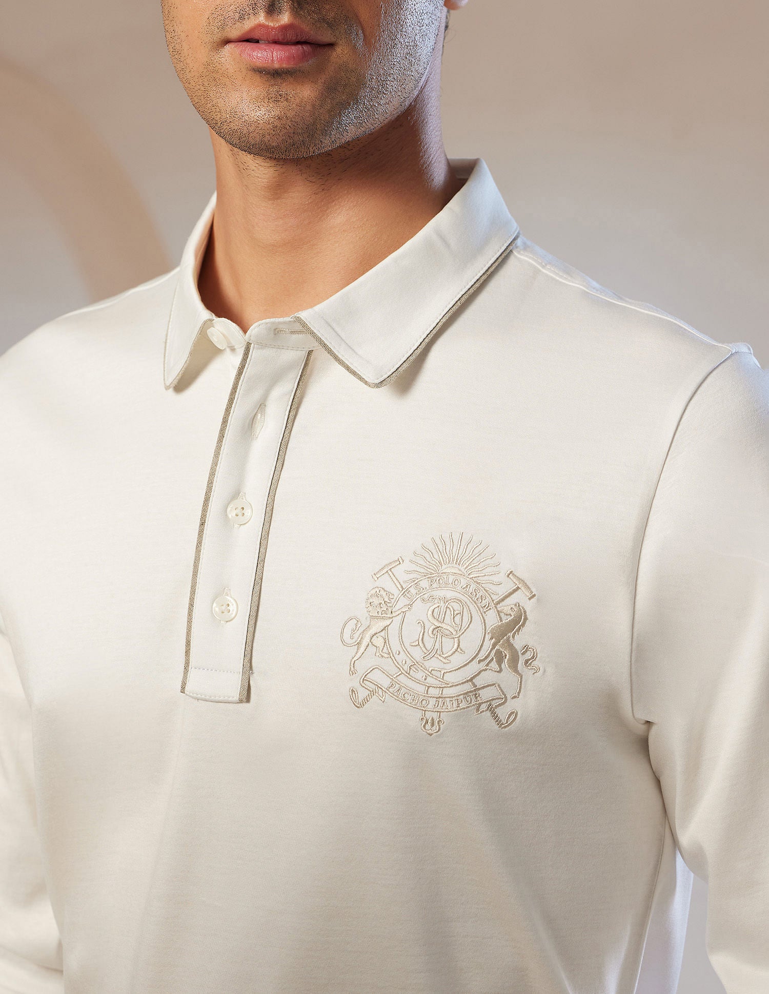 Pacho X Crest Logo Slim Fit Polo Shirt White - U.S. POLO ASSN. | Large