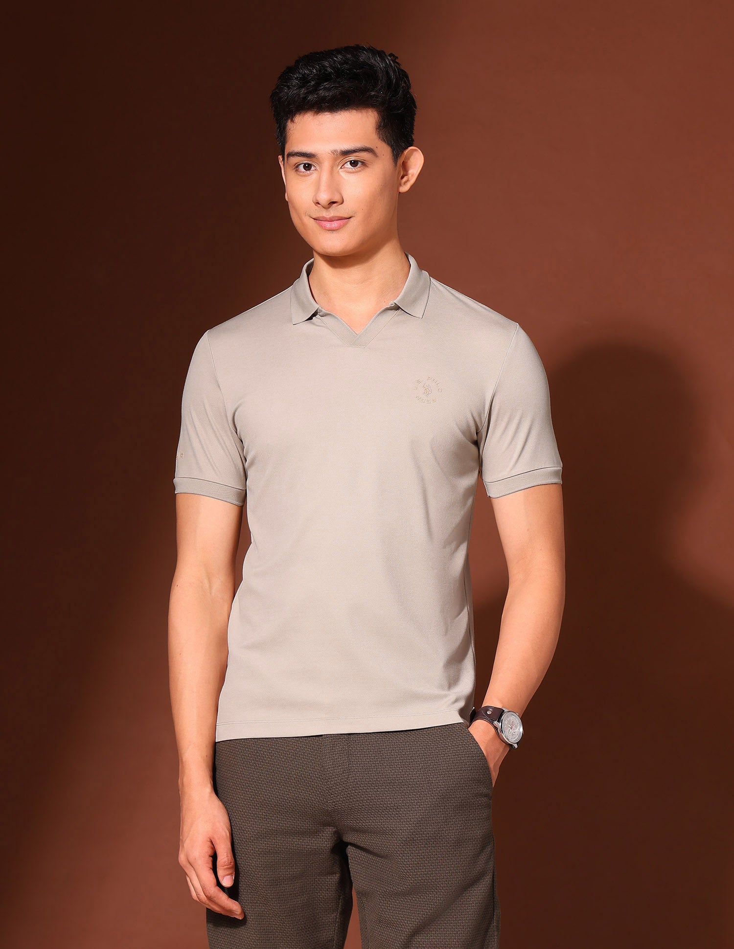 Solid Muscle Fit Polo Shirt Beige - U.S. Polo Assn. India | Large