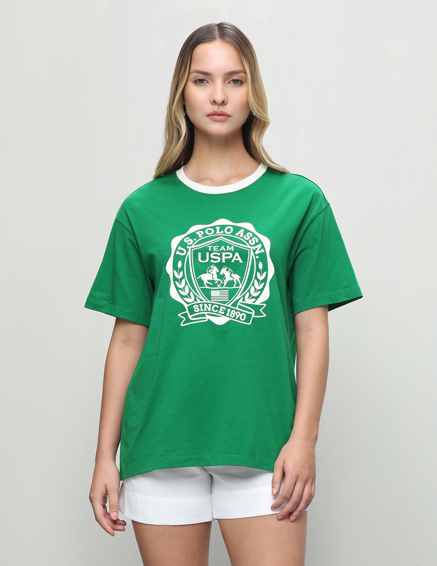 Graphic Brand Printed Oversized Fit T-Shirt Green - U.S. Polo Assn. India | Large