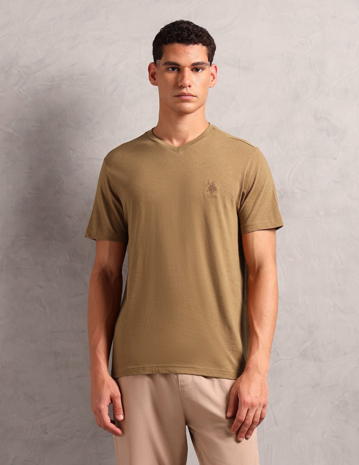 Breathable Comfort Fit I638 Lounge T-Shirt - Pack Of 1 Mustard Melange - U.S. POLO ASSN. | Large