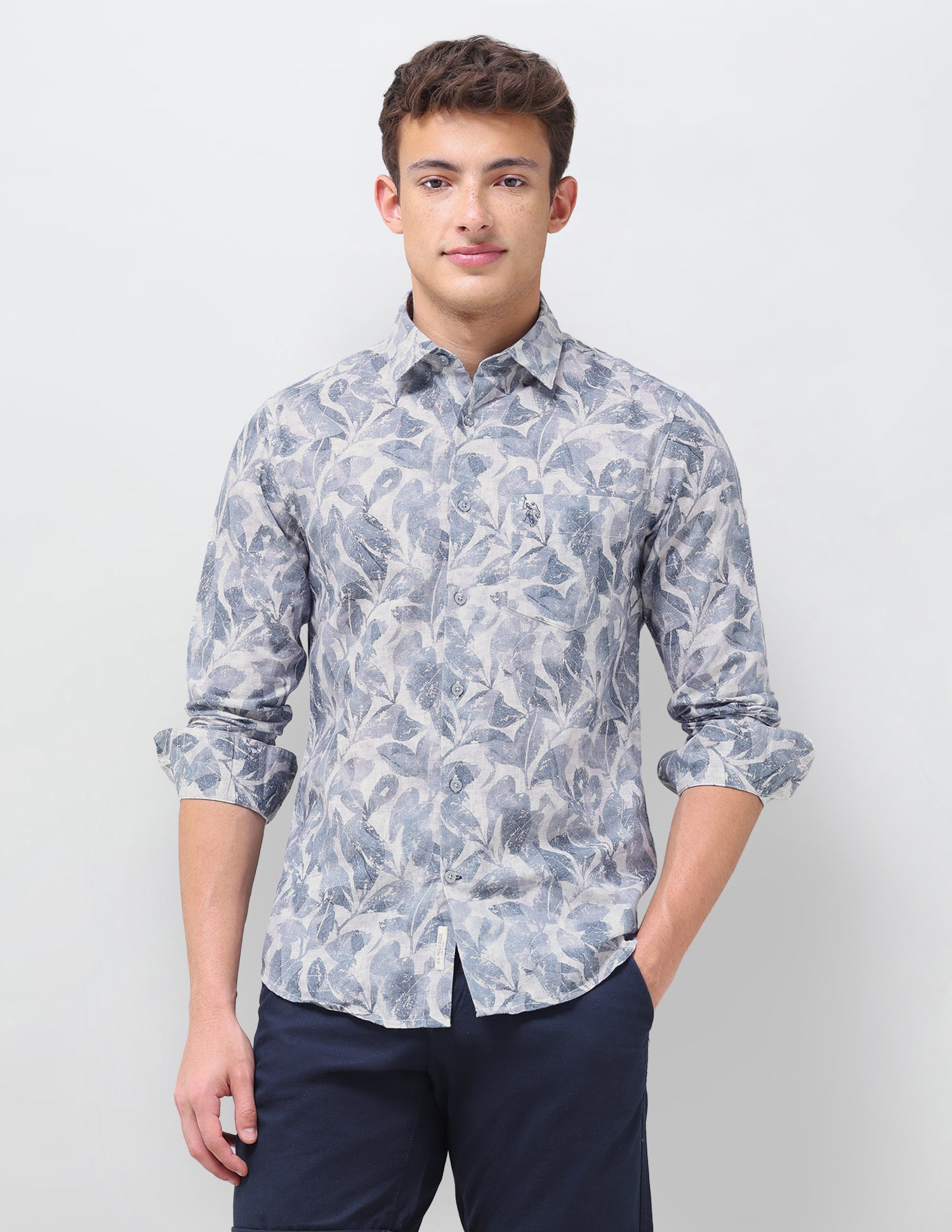 Tropical Printed Regular Fit Shirt Dark Navy - U.S. Polo Assn. India | Large