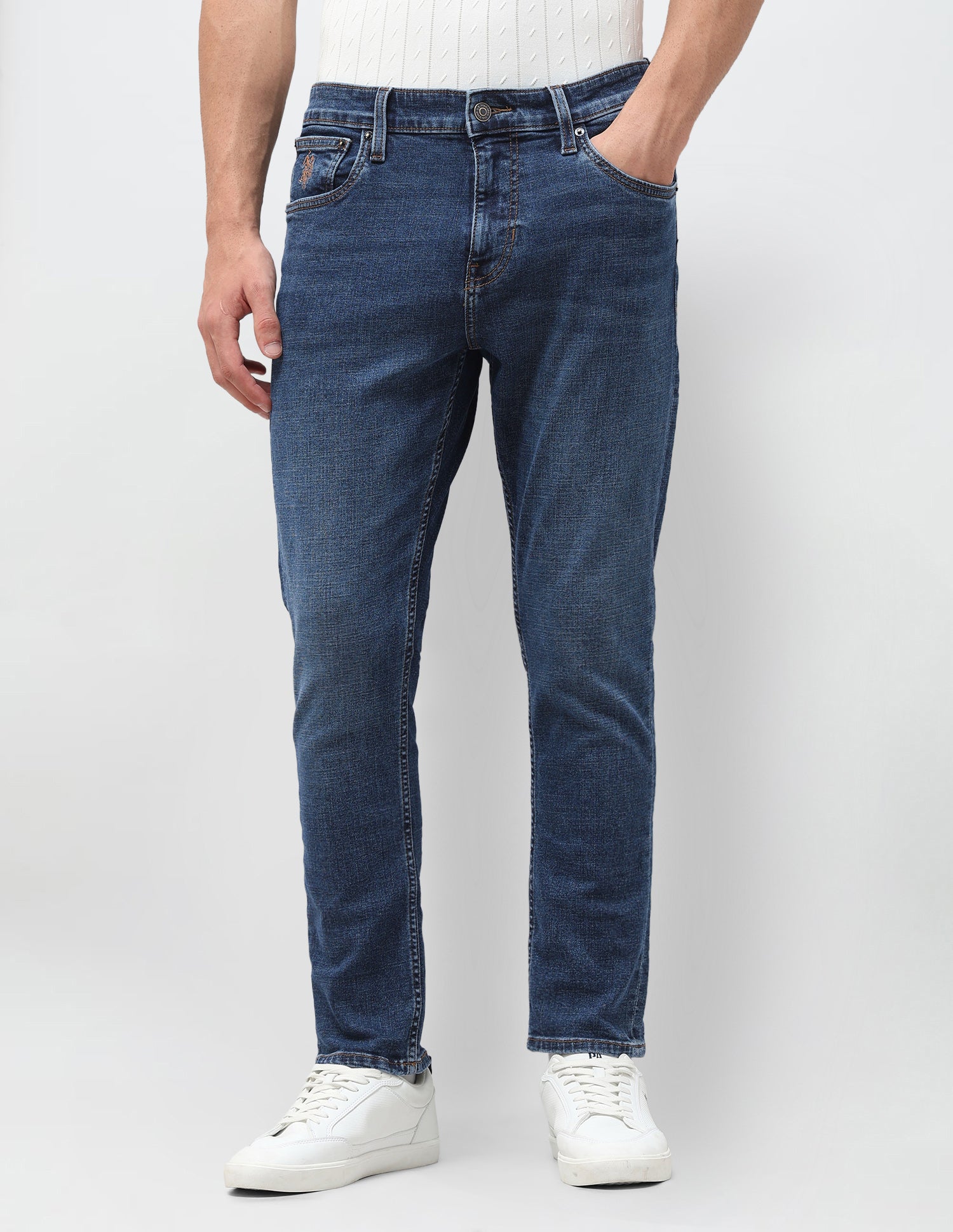 Henry Tapered Cropped Fit Blue Jeans Dark Blue - U.S. Polo Assn. India | Large