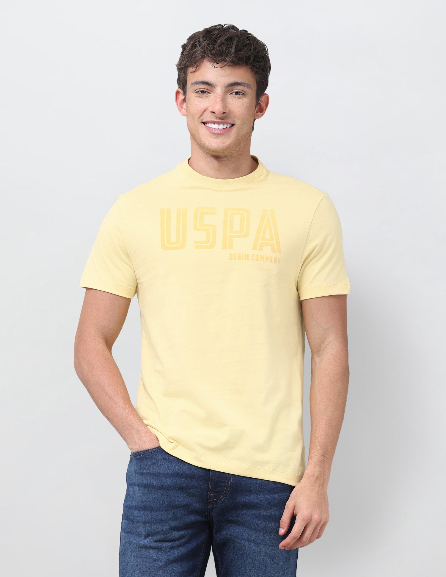 Brand Printed Regular Fit T-Shirt Yellow - U.S. Polo Assn. India | Large