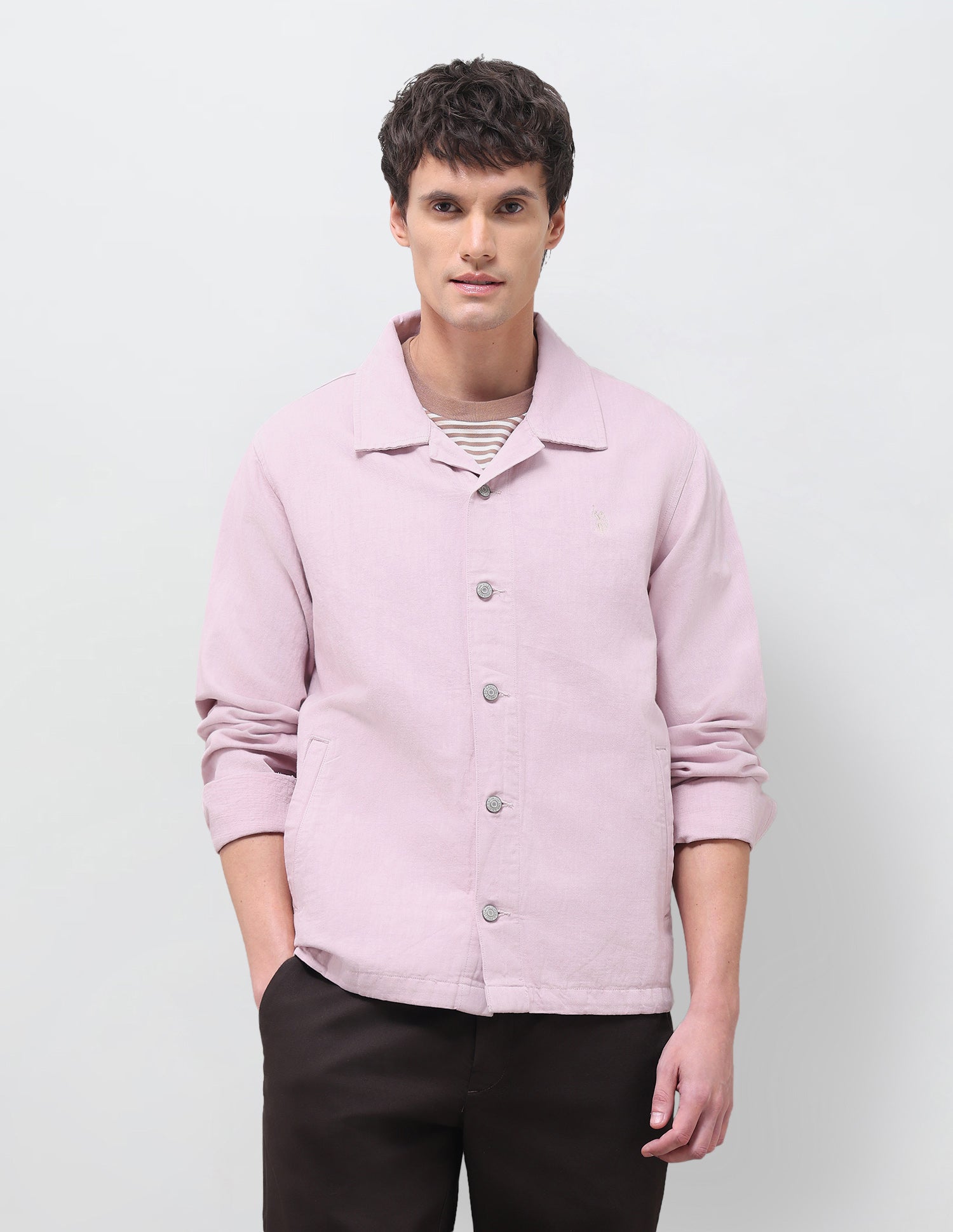 Solid Regular Fit Shacket Lavender - U.S. Polo Assn. India | Large