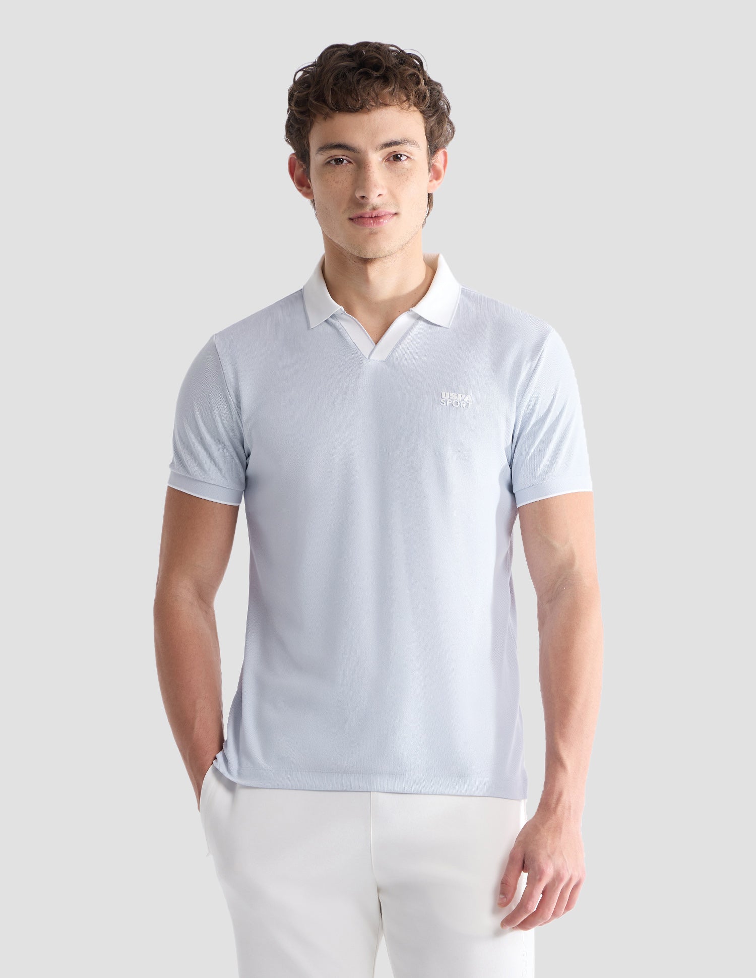 Solid Slim Fit Active Polo Shirt Light Blue - U.S. Polo Assn. India | Large