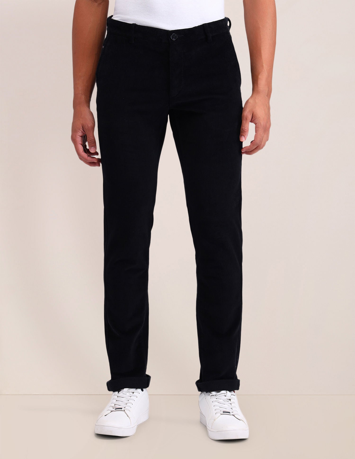 Denver Slim Fit Solid Trousers Black - U.S. Polo Assn. India | Large